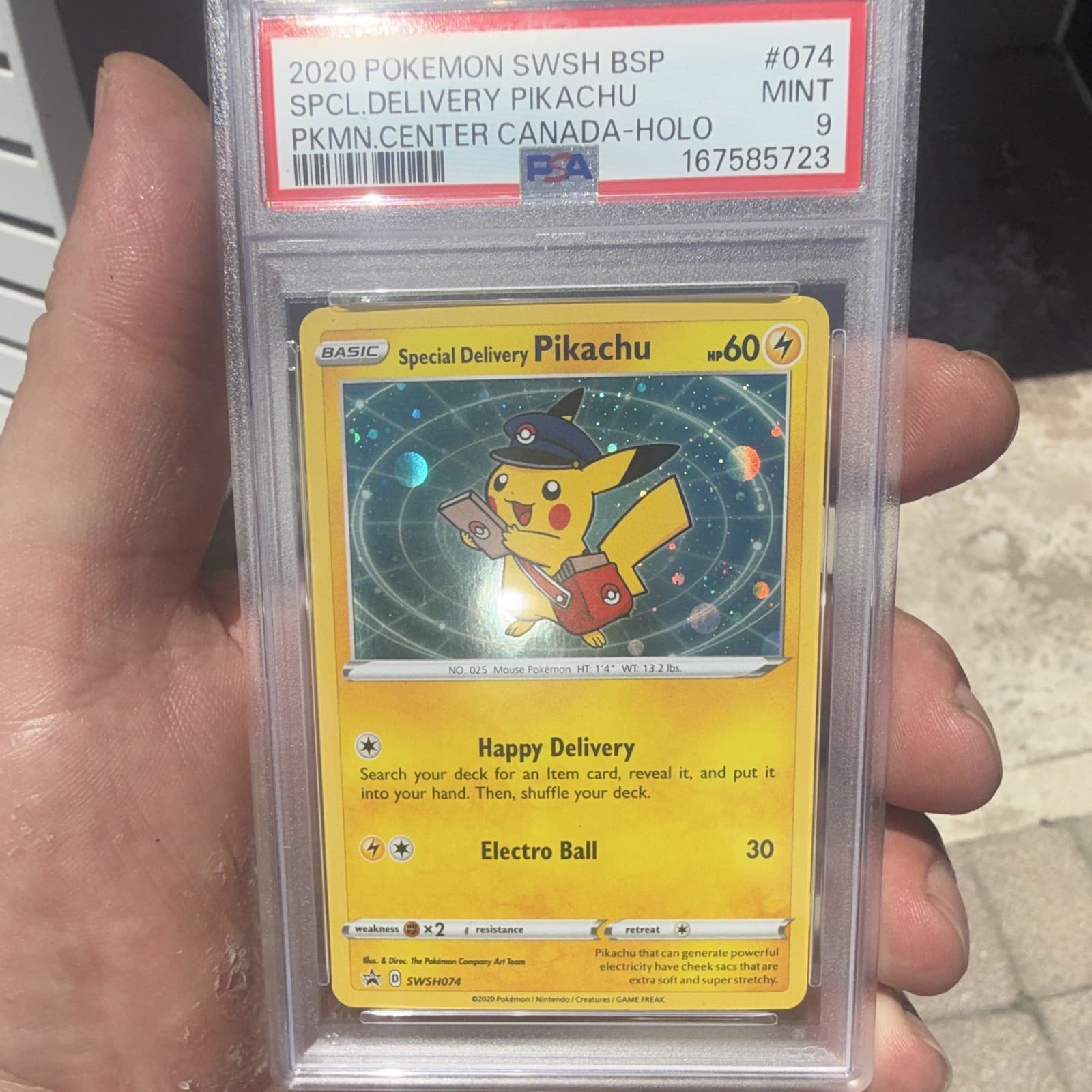 Pokemon TCG 2020 Special Delivery Pikachu SWSH074 Promo Holo PSA 9