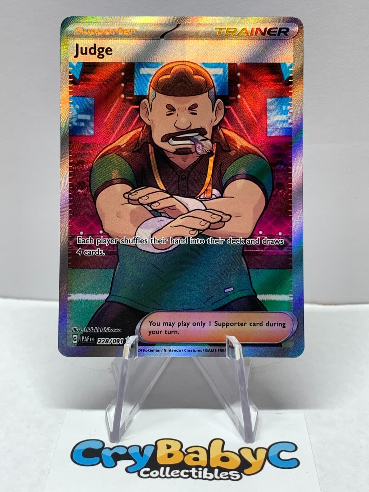 Pokemon Judge 228/091 Paldean Fates Scarlet & Violet Ultra Rare Full Art Trainer