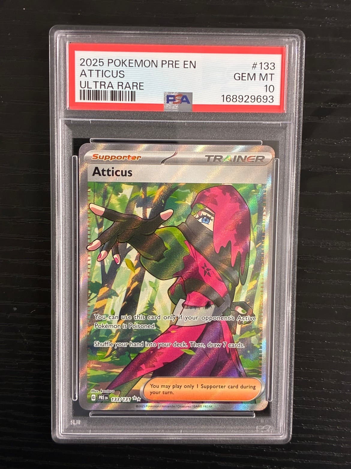Atticus 2025 Pokemon Prismatic Evolutions #133 PSA 10 Ultra Rare