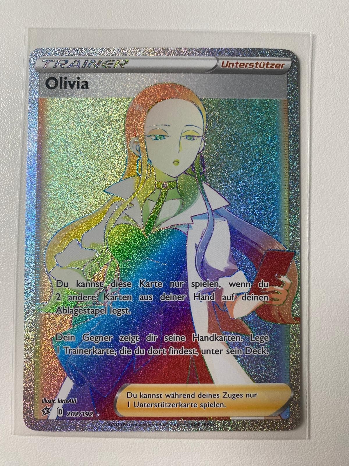 Olivia | 202/192 | NM DE | Rainbow | Clash der Rebellen Pokémon TCG