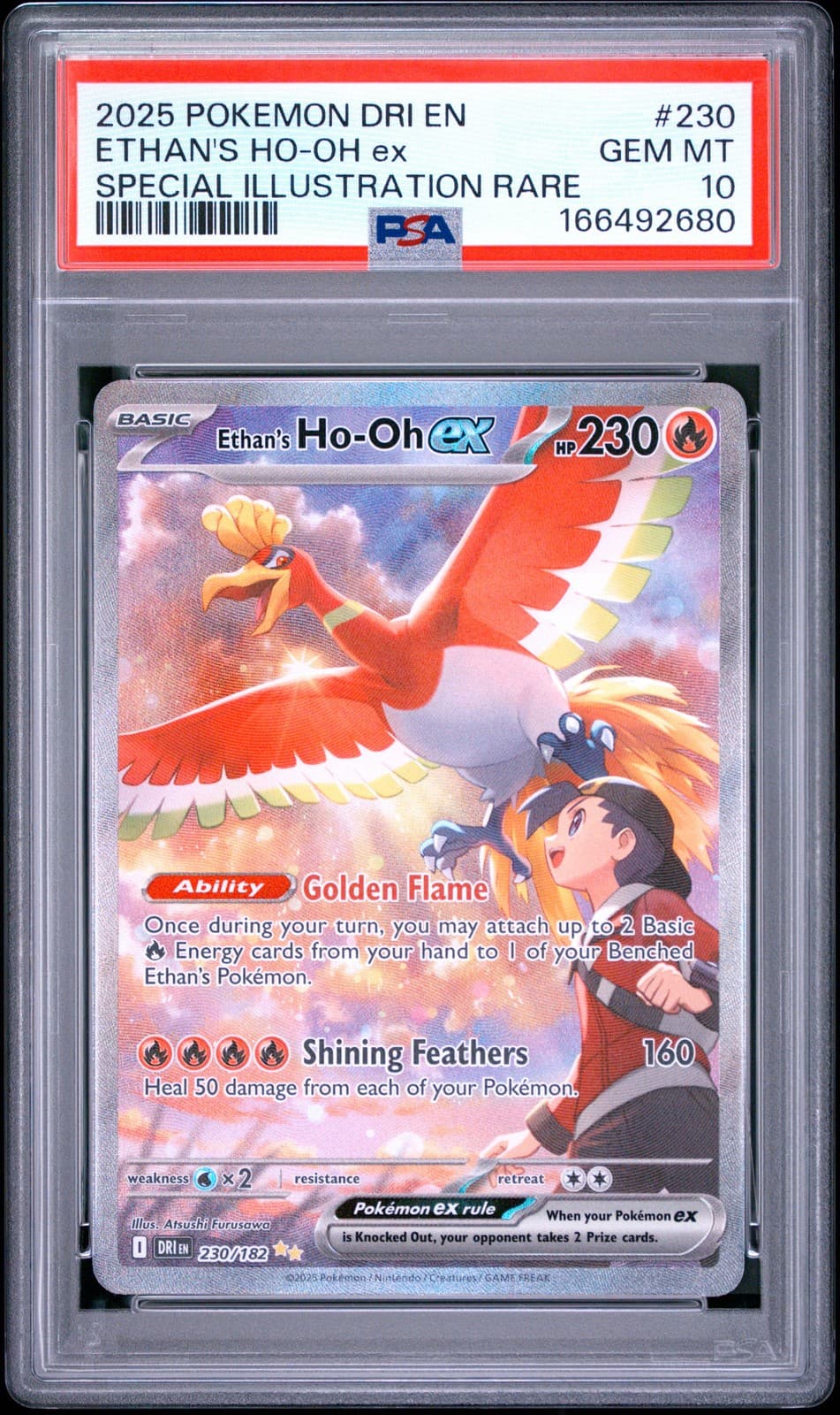 2025 POKEMON DRI EN-DESTINED RIVALS #230 ETHAN'S HO-OH EX PSA 10