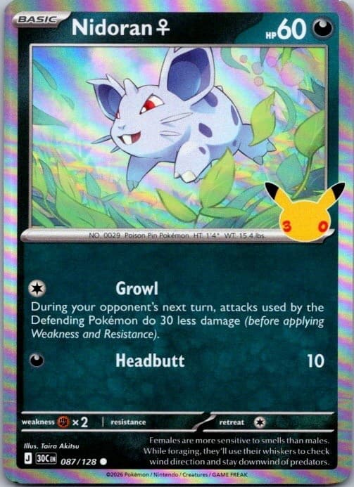 Nidoran F 087/128 Holo Common ME: 30th Celebration Pokemon Near Mint