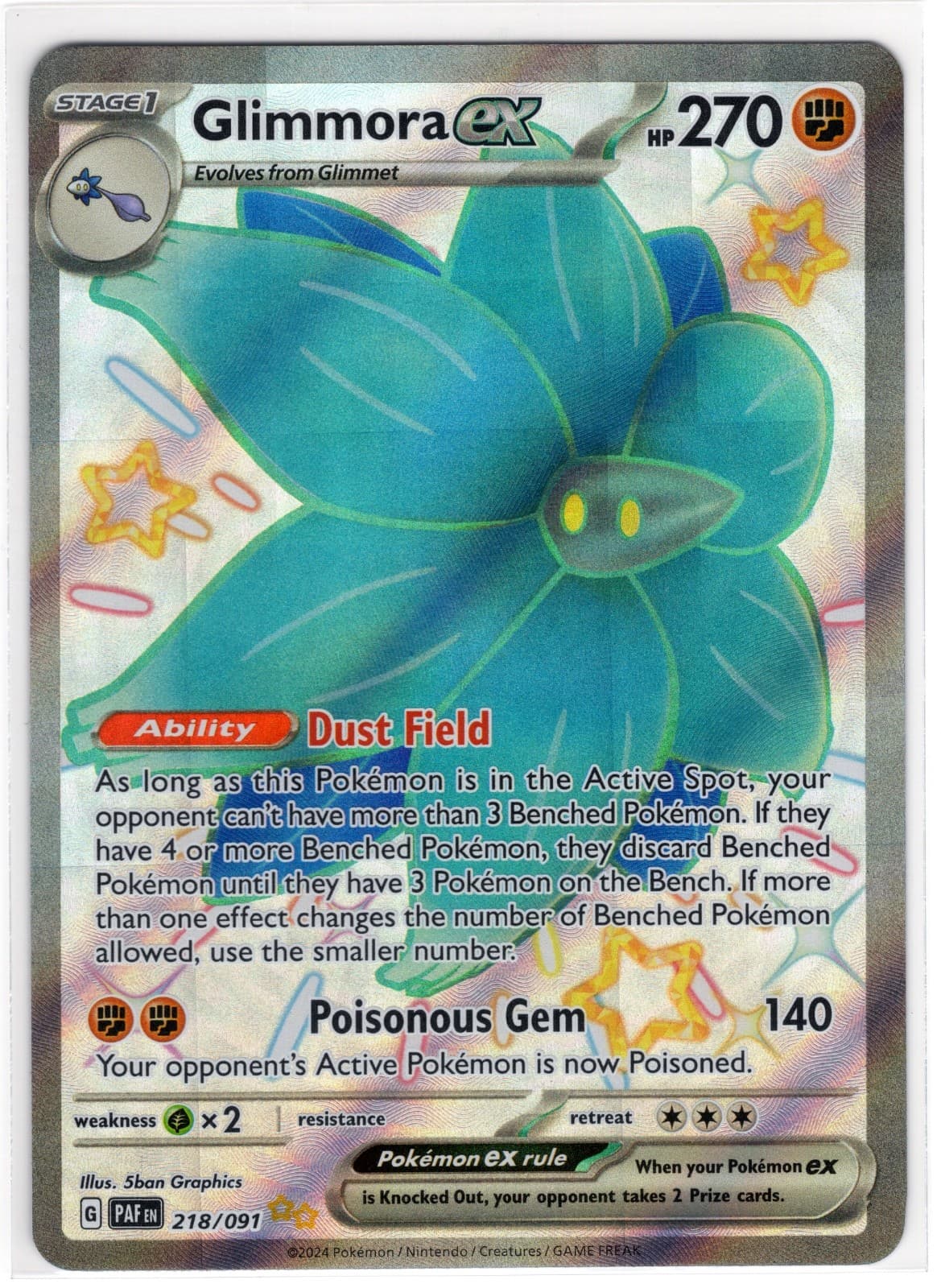Glimmora ex 218/091 Shiny Ultra Rare Paldean Fates Pokemon Holo