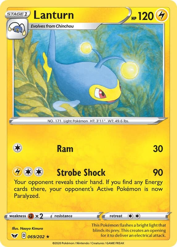 Lanturn 069/202 Rare Sword & Shield Base Pokemon TCG
