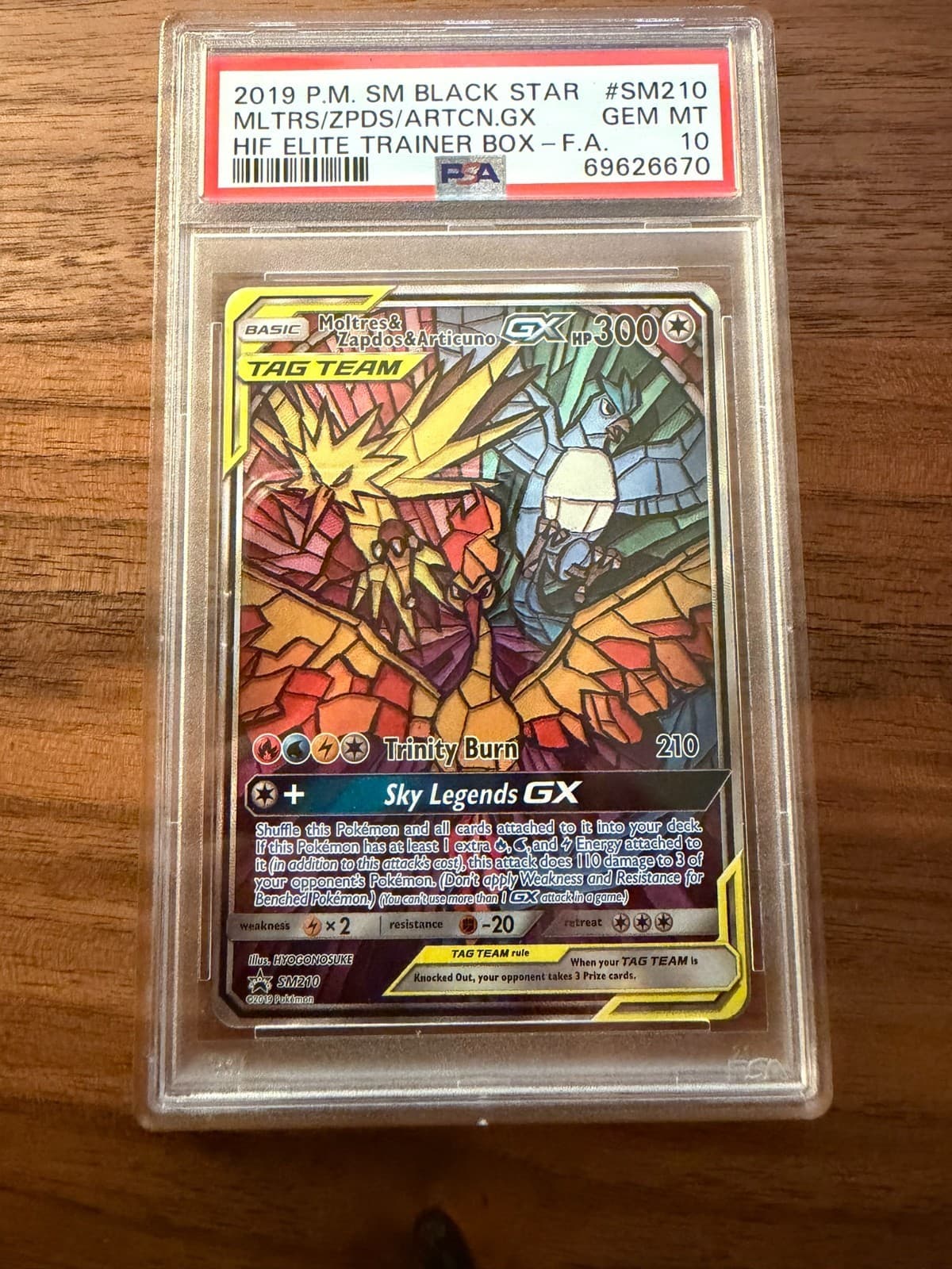 Moltres & Zapdos & Articuno GX SM210 Sm Holo PSA 10