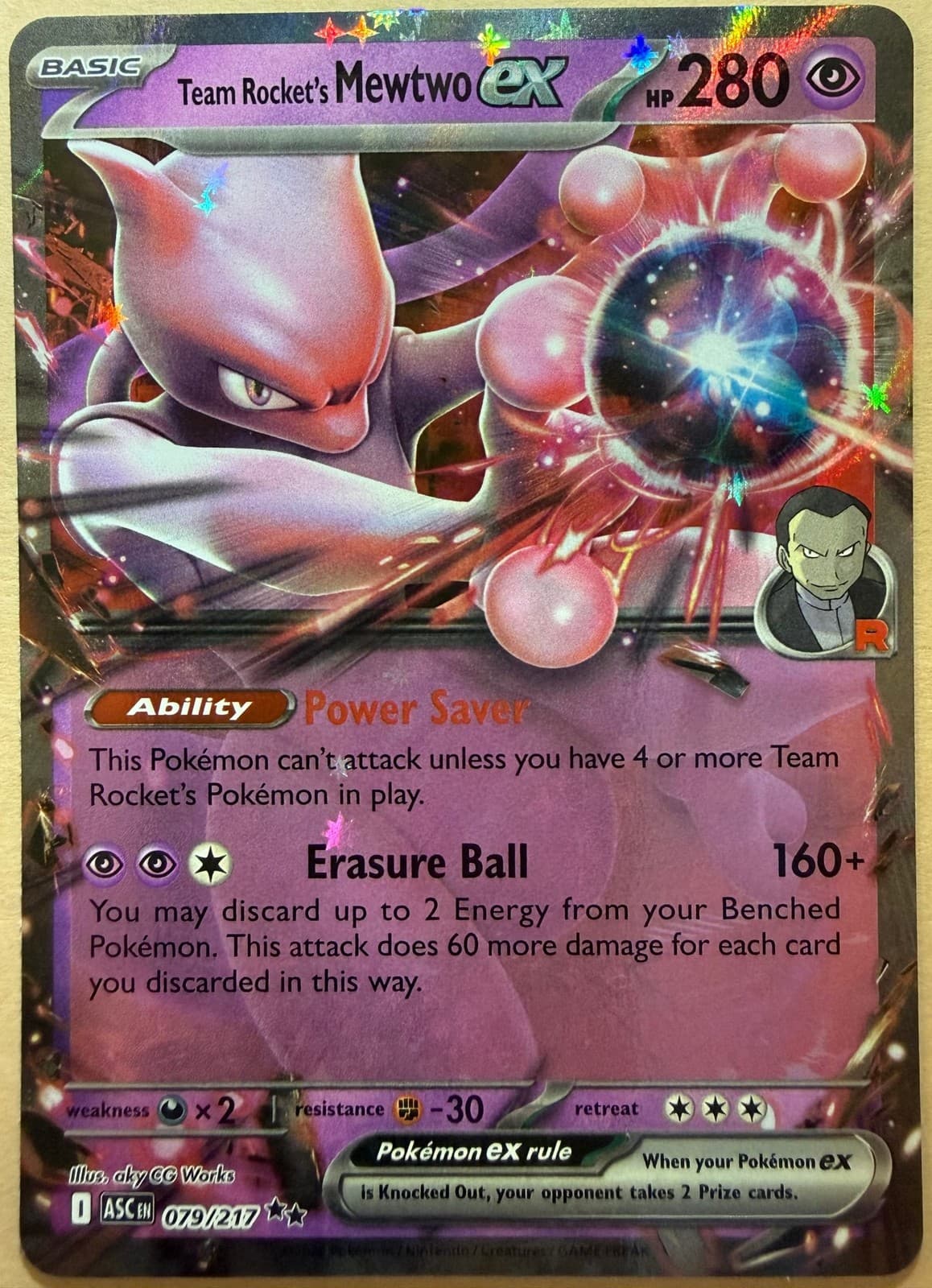 Team Rocket's Mewtwo ex 079/217 ME: Ascended Heroes Pokemon NM Holofoil