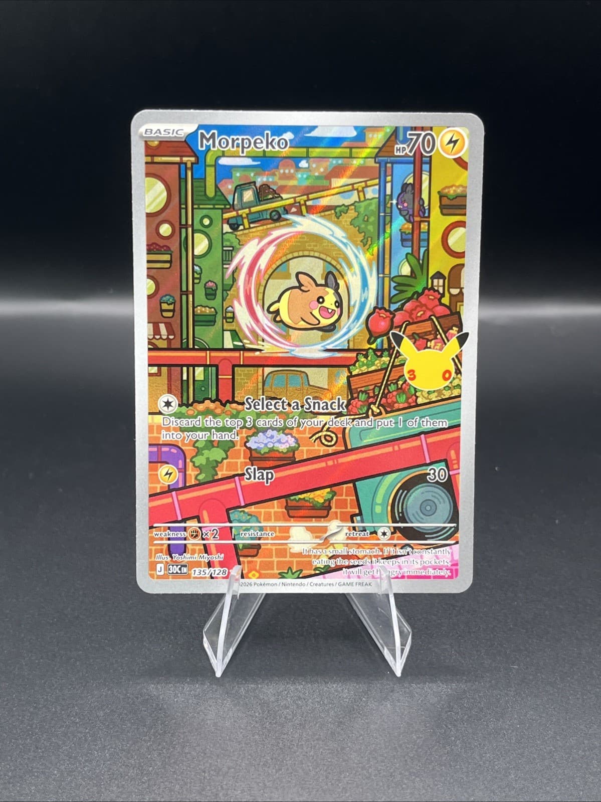 NEW! Pokemon TCG Morpeko 135/128 Rare Full Art Eng 30th Celebration 2026
