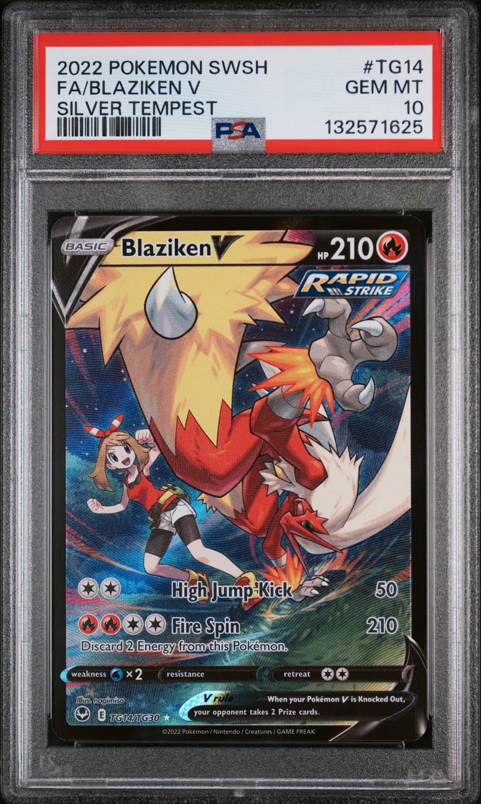 2022 POKEMON SWORD & SHIELD SILVER TEMPEST #TG14 FULL ART/BLAZIKEN V PSA 10