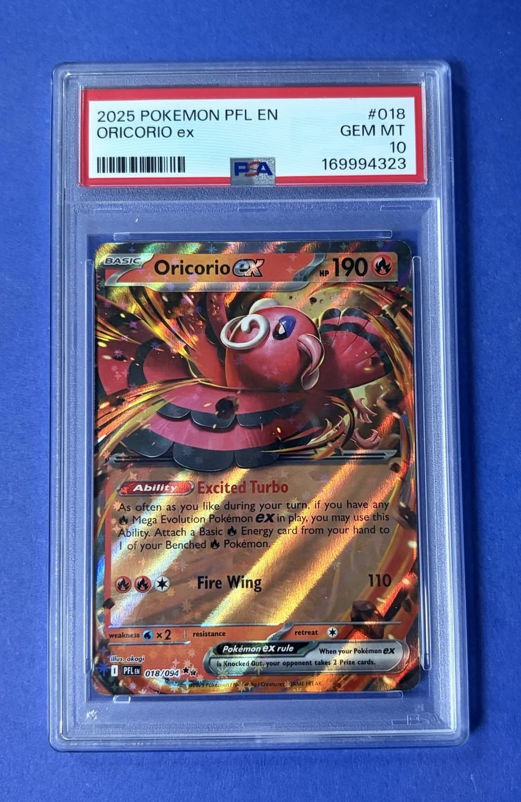 2025 Pokemon PFL EN Oricorio ex #018 PSA 10 GEM MT