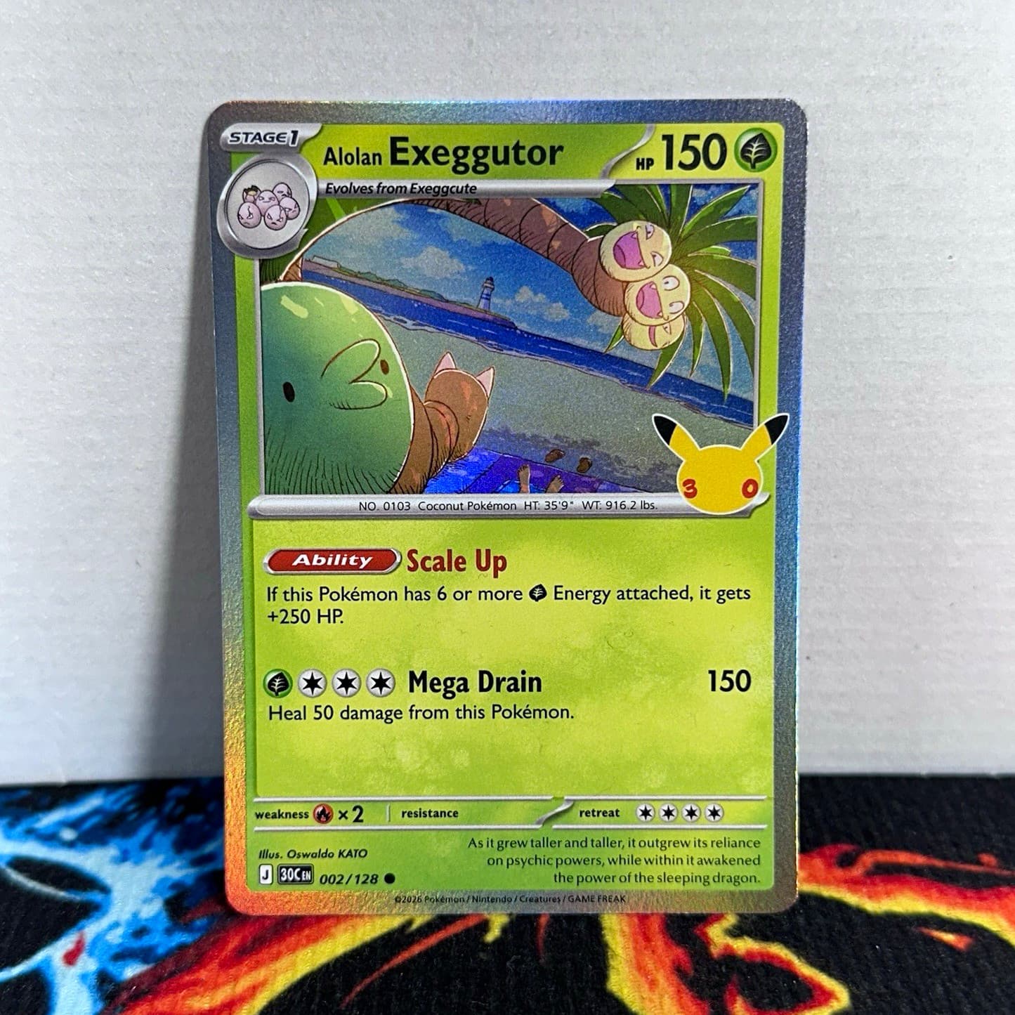 Alolan Exeggutor, Pokémon 30th Celebration 002/128 Holo Rare, NM
