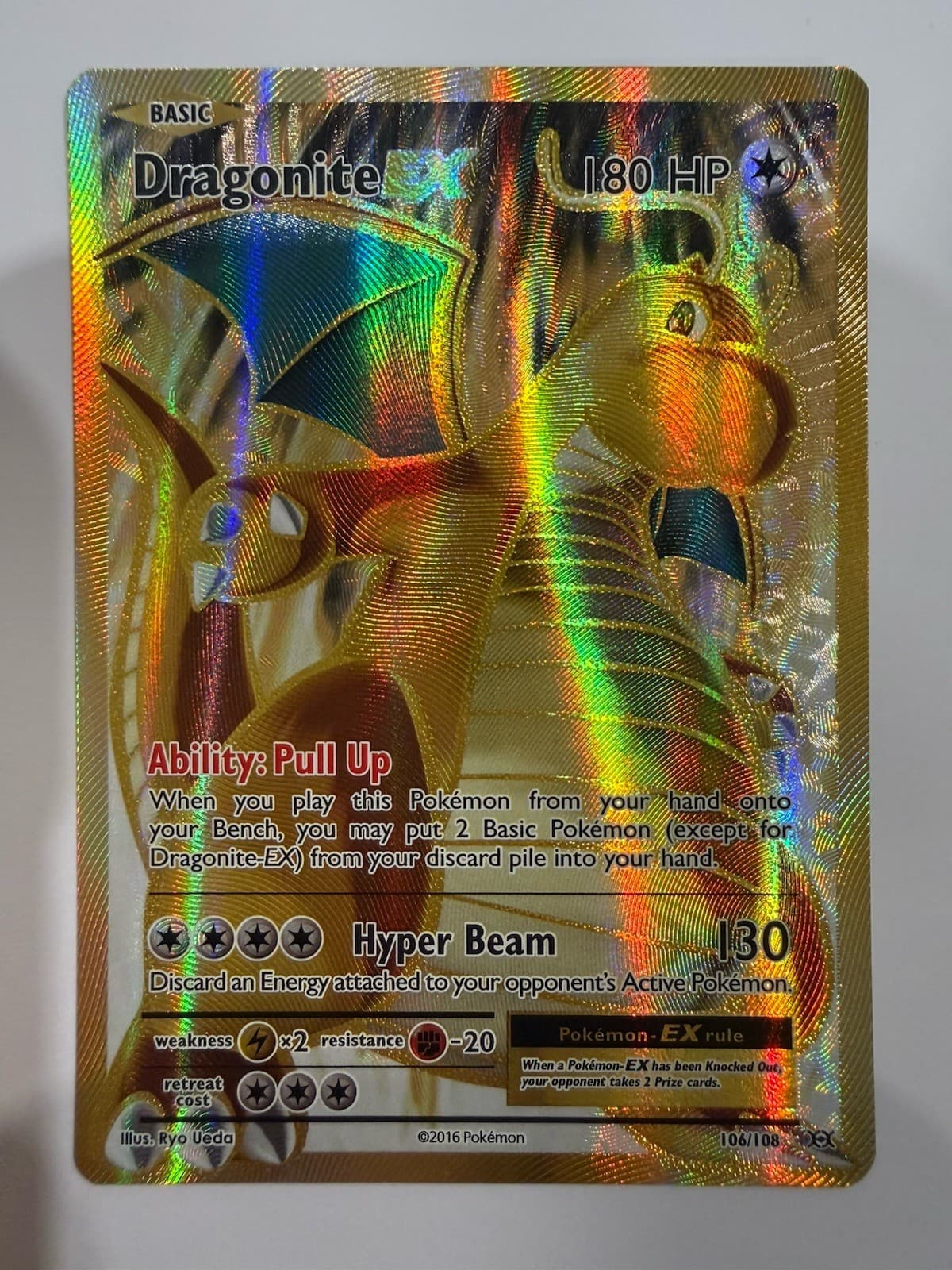 Pokemon TCG Dragonite EX 106/108 Ultra Rare Full Art Holo English