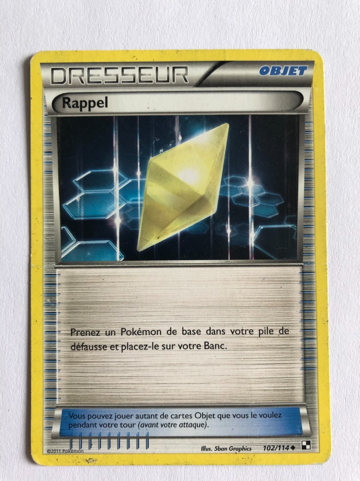 Rappel 102/114 noir et blanc / carte pokemon