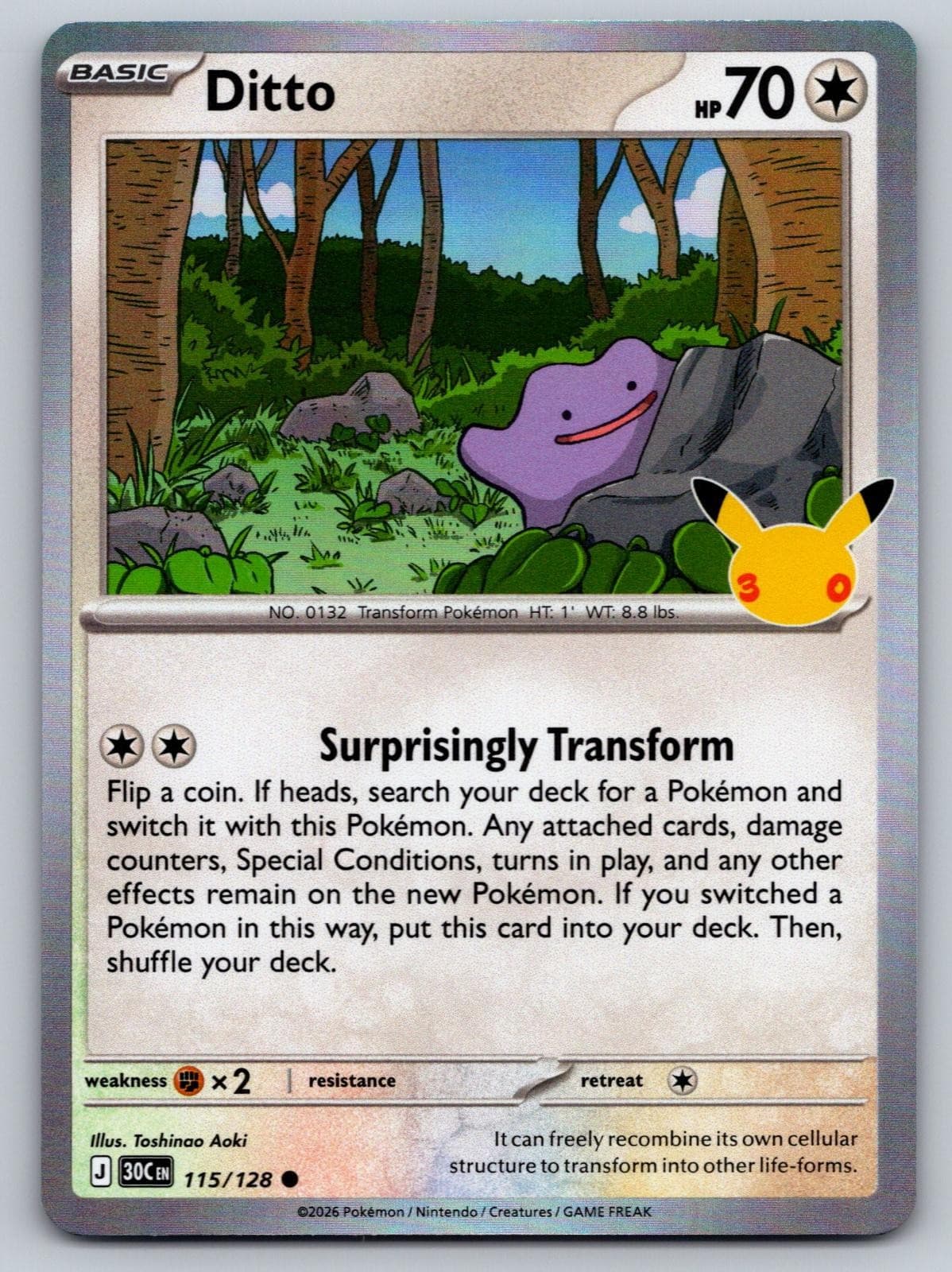 Ditto 115/128 Common ME: 30th Celebration Pokemon Holo Near Mint