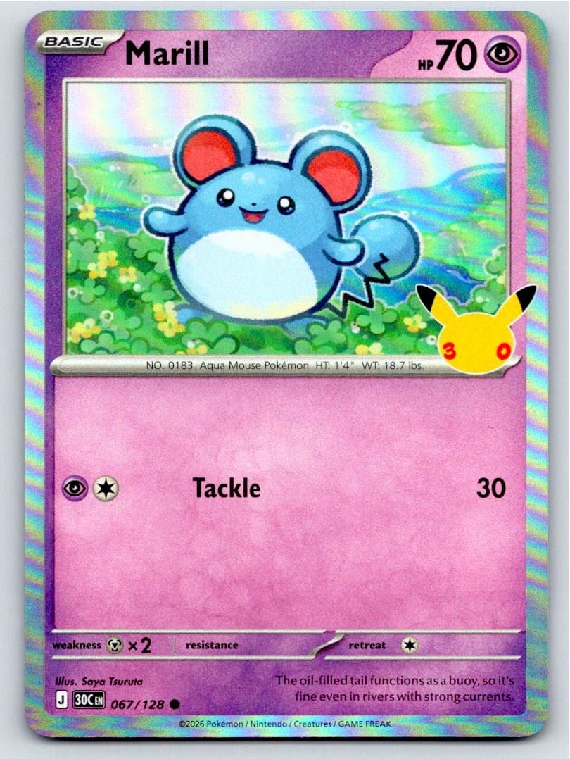2026 POKEMON ME: 30TH CELEBRATION MARILL 067/128 HOLO C NM A102409 FREE S&H