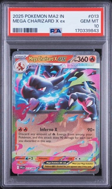 PSA 10 GEM MINT Mega Charizard X EX Phantasmal Flames IN 2025 Pokemon 013/094