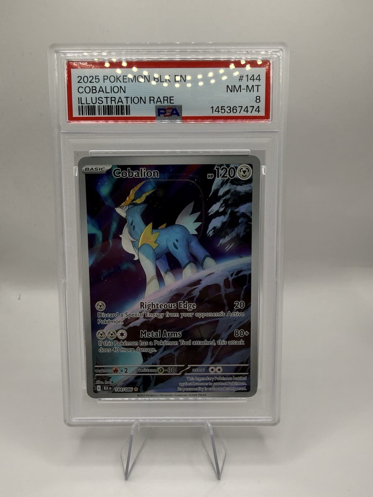 Cobalion 144/086 Sv: Black Bolt Holo PSA 8