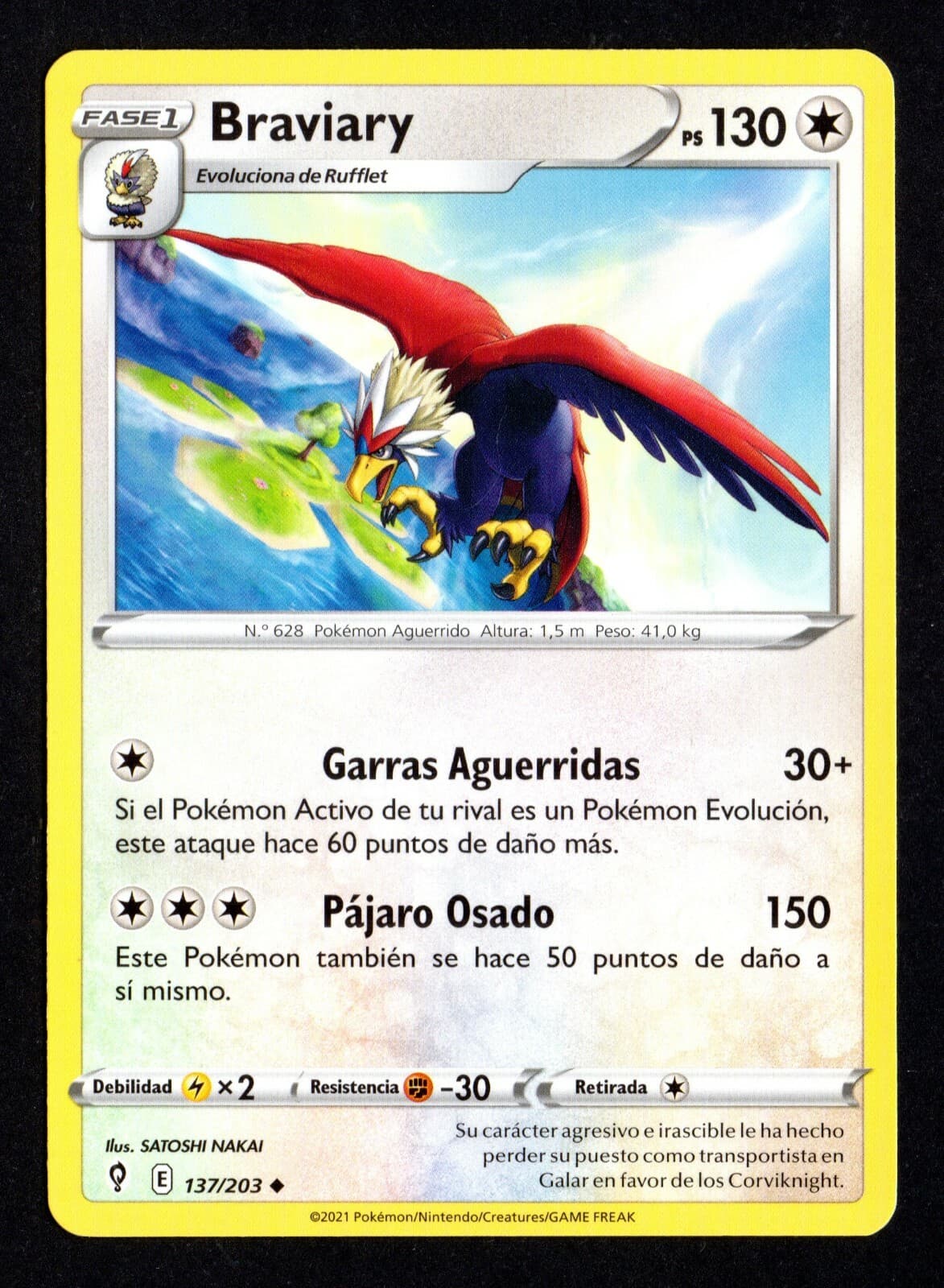 BRAVIARY 137/203 CIELOS EVOLUTIVOS CROMO POKEMON EVOLVING SKIES 2021 TCG