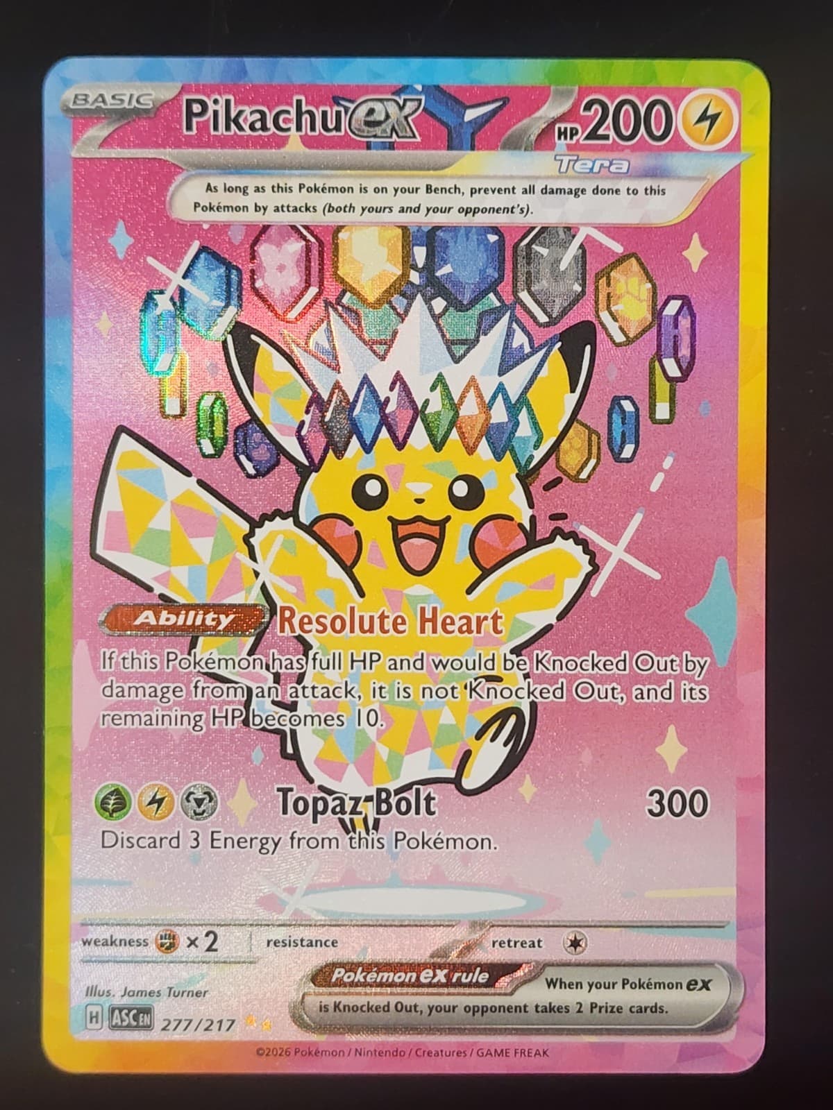 Pikachu ex 277/217 Pokemon Ascended Heroes Special Illustration Rare SIR TCG