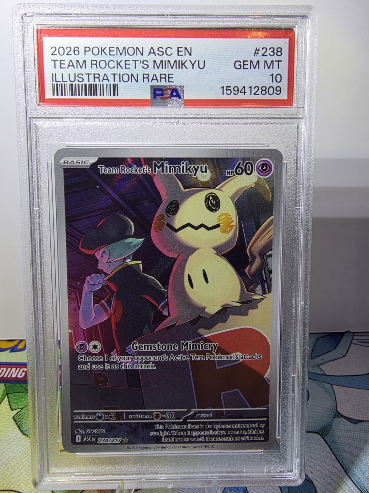 Team Rocket's Mimikyu 238/217 Me: Ascended Heroes Holo Gem Mint PSA 10