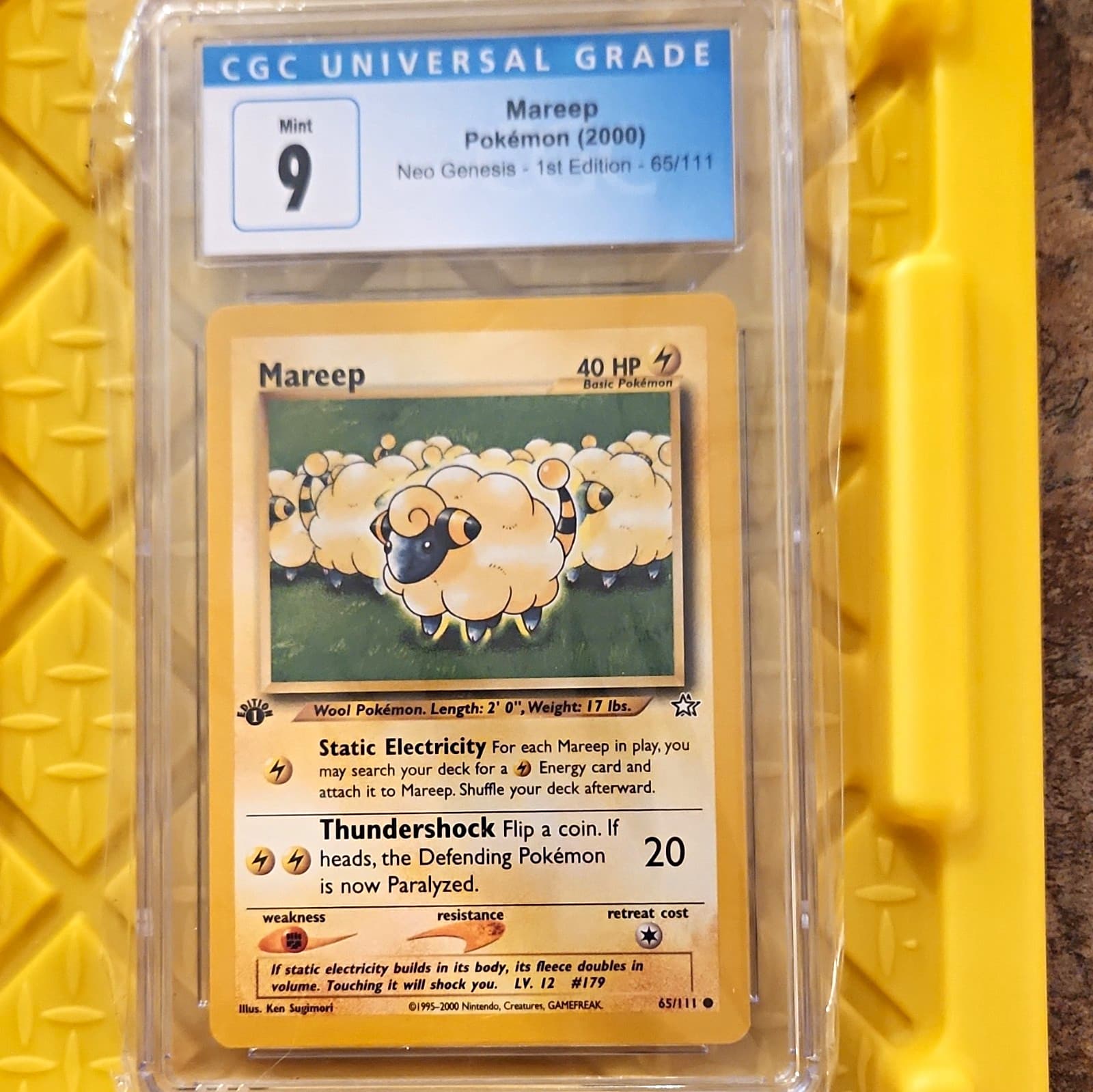 Wizards of the Coast Pokemon TCG Neo Genesis Mareep 65/111 1st Ed CGC 9