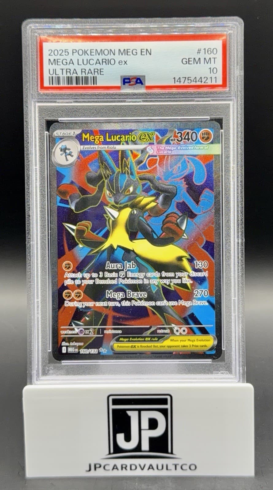2025 POKEMON MEG EN-MEGA EVOLUTION ULTRA RARE #160 MEGA LUCARIO EX PSA 10
