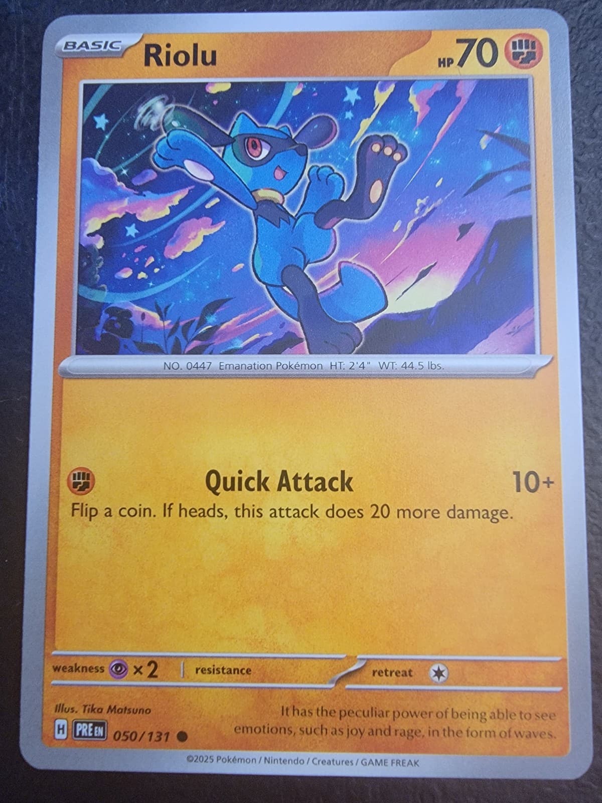 Pokemon TCG Riolu 050/131 Sv: Prismatic Evolutions Regular NON-Foil