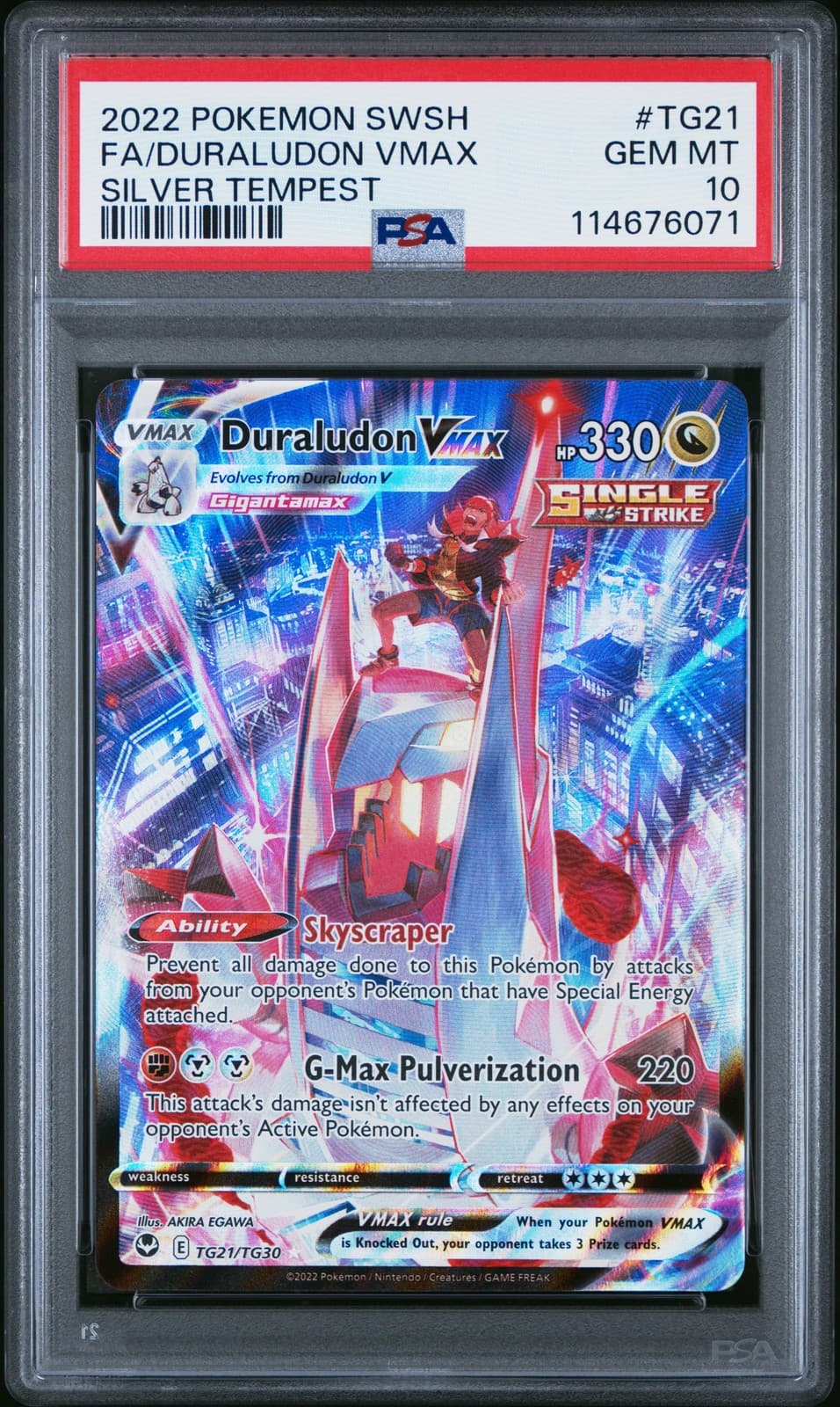 2022 POKEMON SWORD & SHIELD SILVER TEMPEST #TG21 FULL ART/DURALUDON VMAX PSA 10