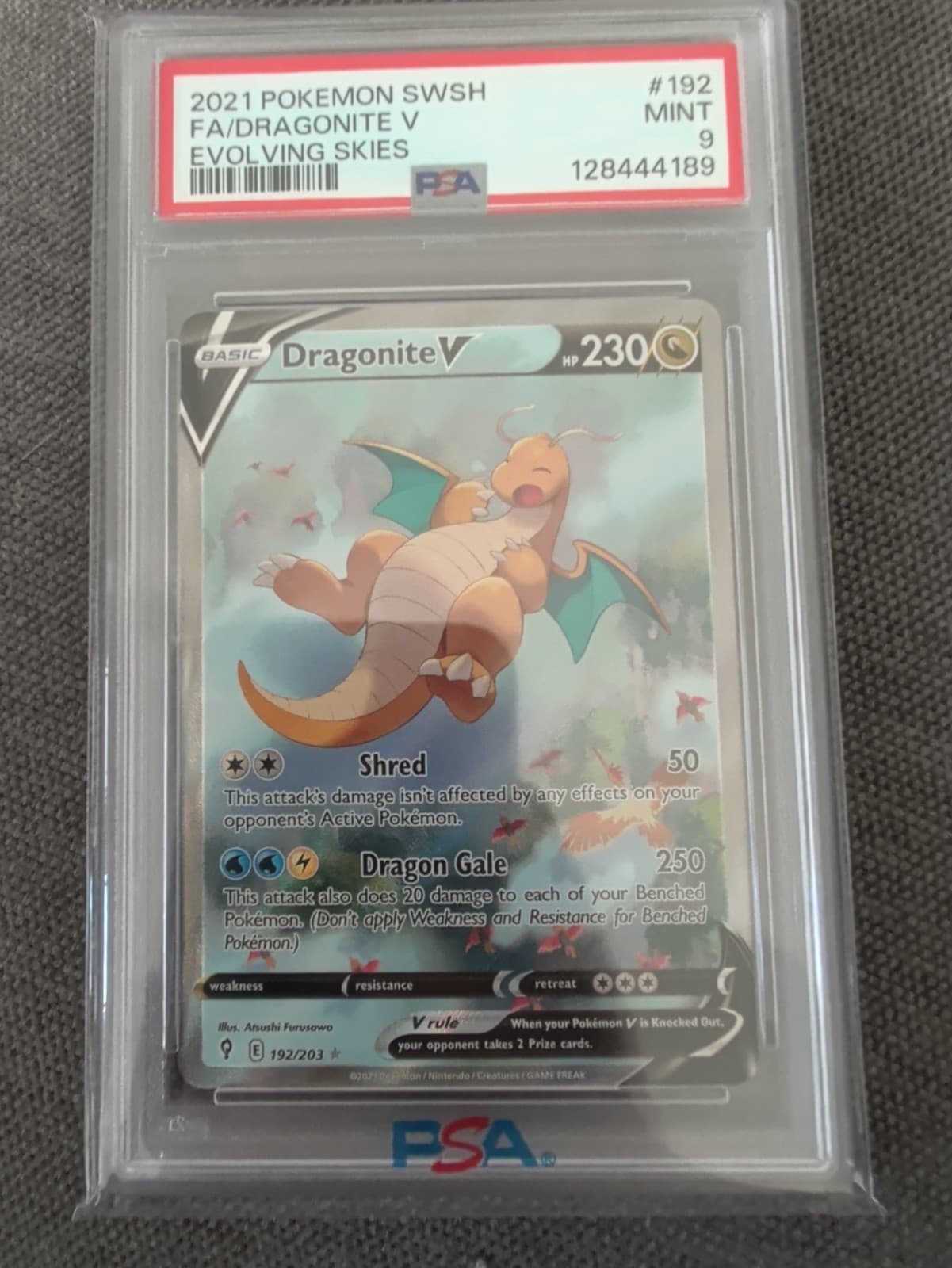 Dragonite V (Alternate Full Art) 192/203 SWSH07: Evolving Skies Holo PSA 9 MINT