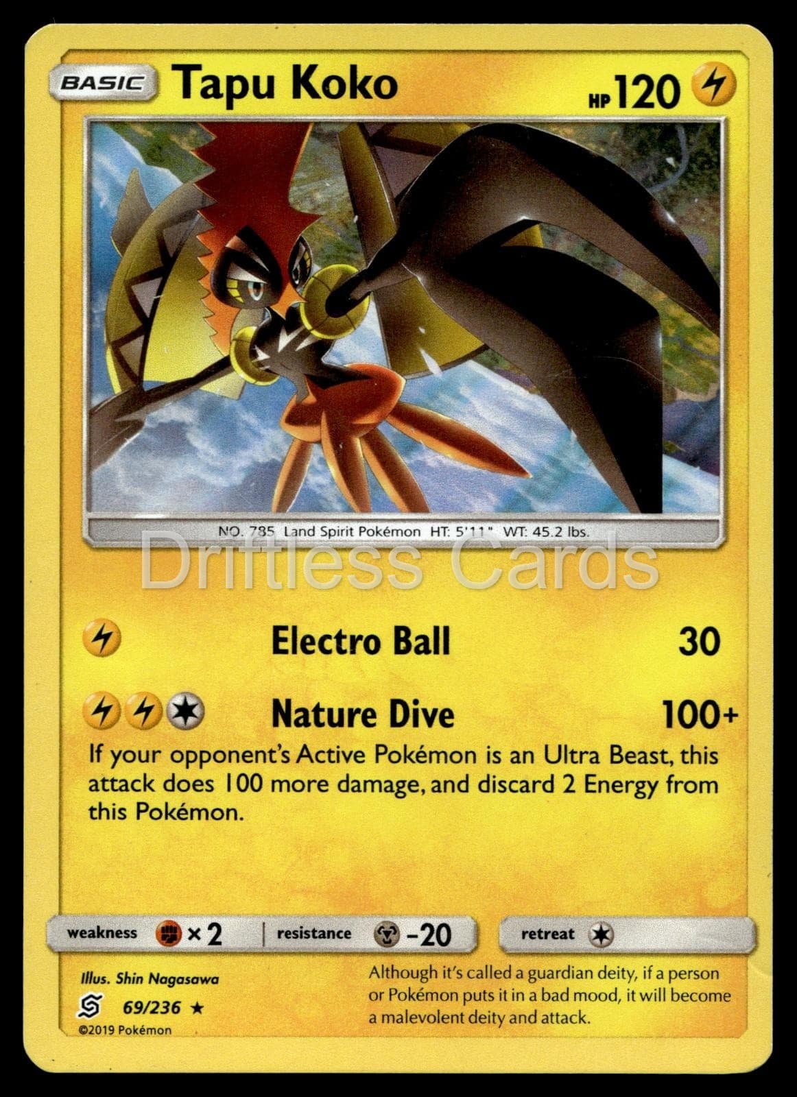 Tapu Koko 69/236 Holo Rare Unified Minds Pokemon Holo HP