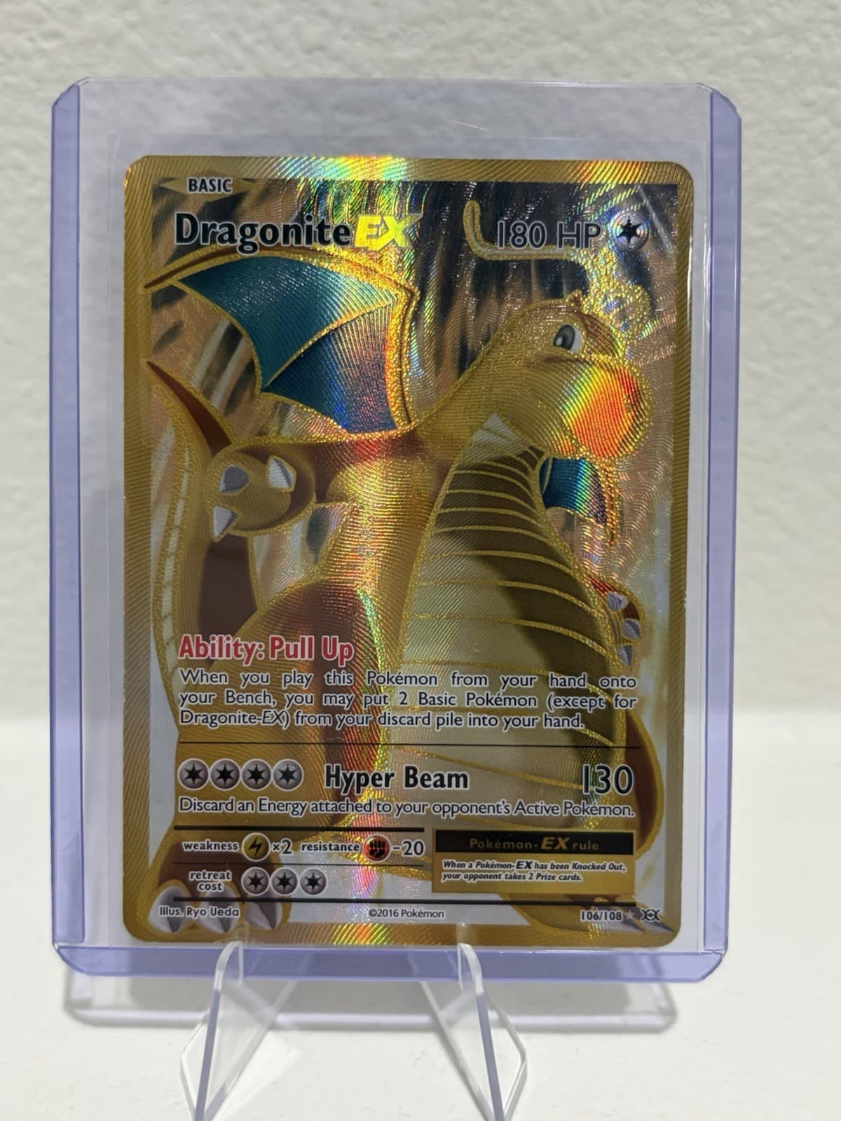 Pokémon TCG Dragonite EX Full Art Ultra Rare Holo Card Evolutions 106/108