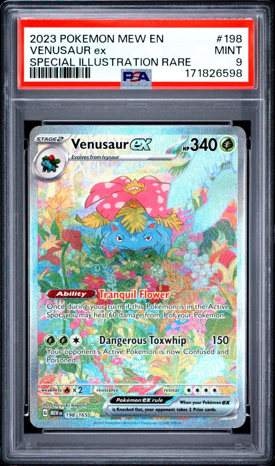 2023 POKEMON MEW EN-151 SPECIAL ILLUSTRATION RARE #198 VENUSAUR EX PSA 9