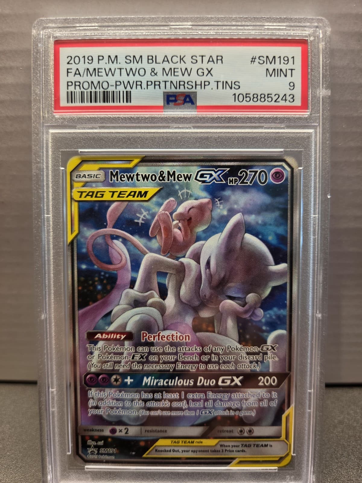 Mewtwo & Mew GX SM191 Blackstar Promo Psa 9