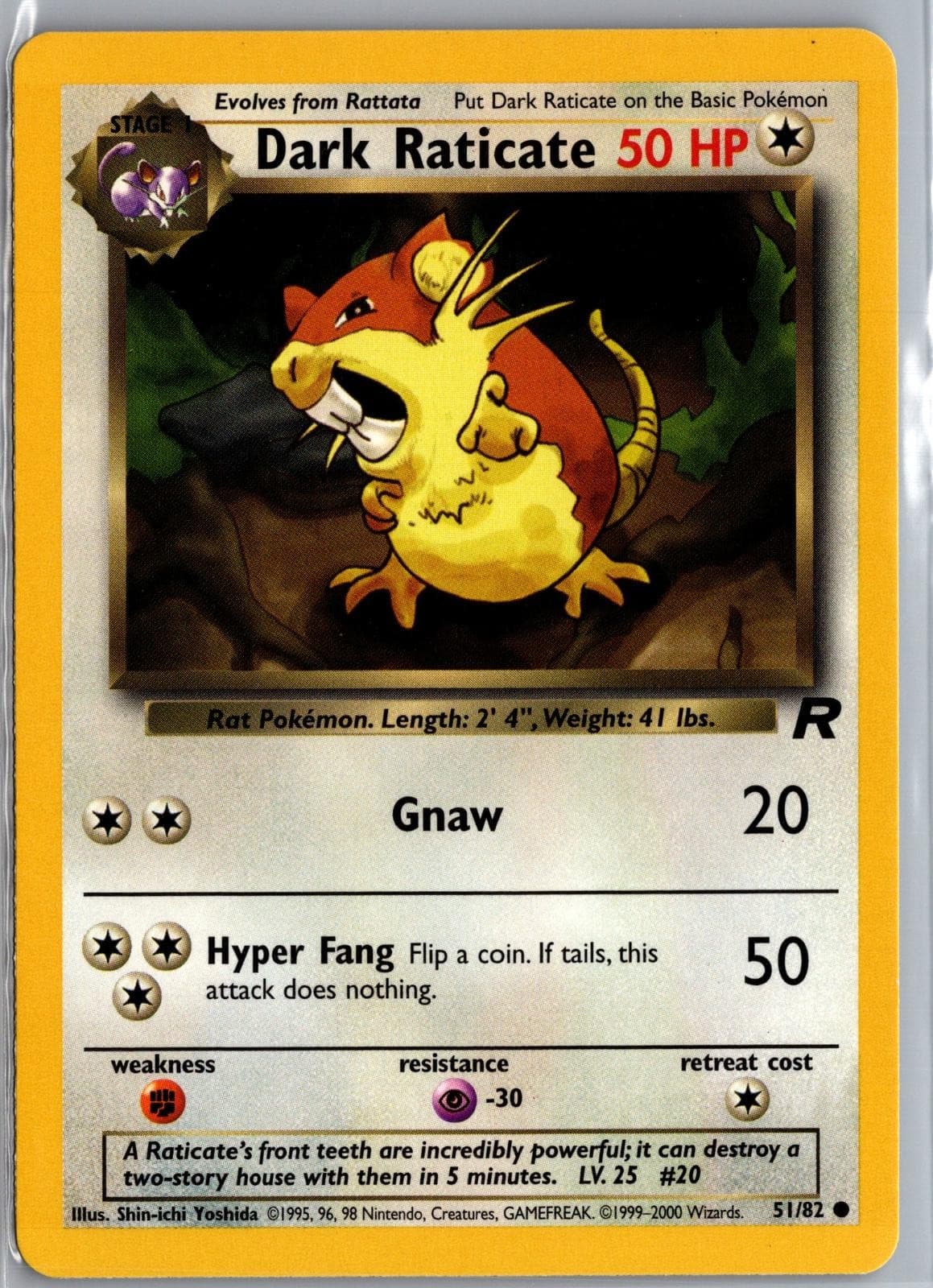Dark Raticate 51/82 Common Team Rocket Pokemon Unlimited Lightly Played