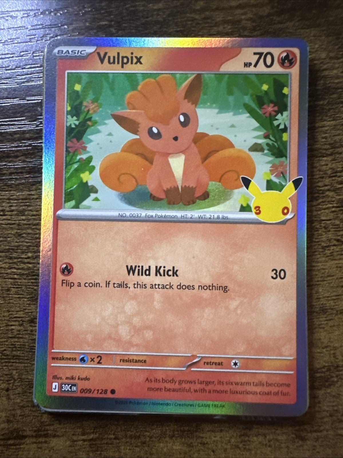 Vulpix 009/128, 30th Anniversary Celebration, Common Holo, Pokemon TCG, NM