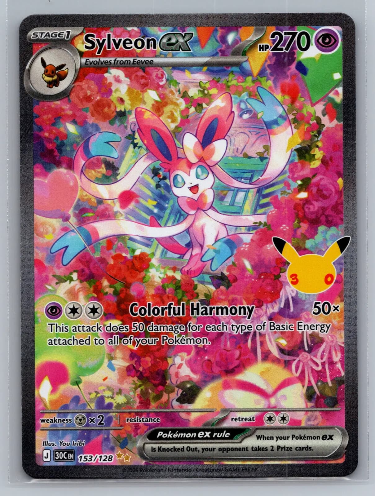 Sylveon EX #153/128 2026 30th Celebration Pokemon TCG