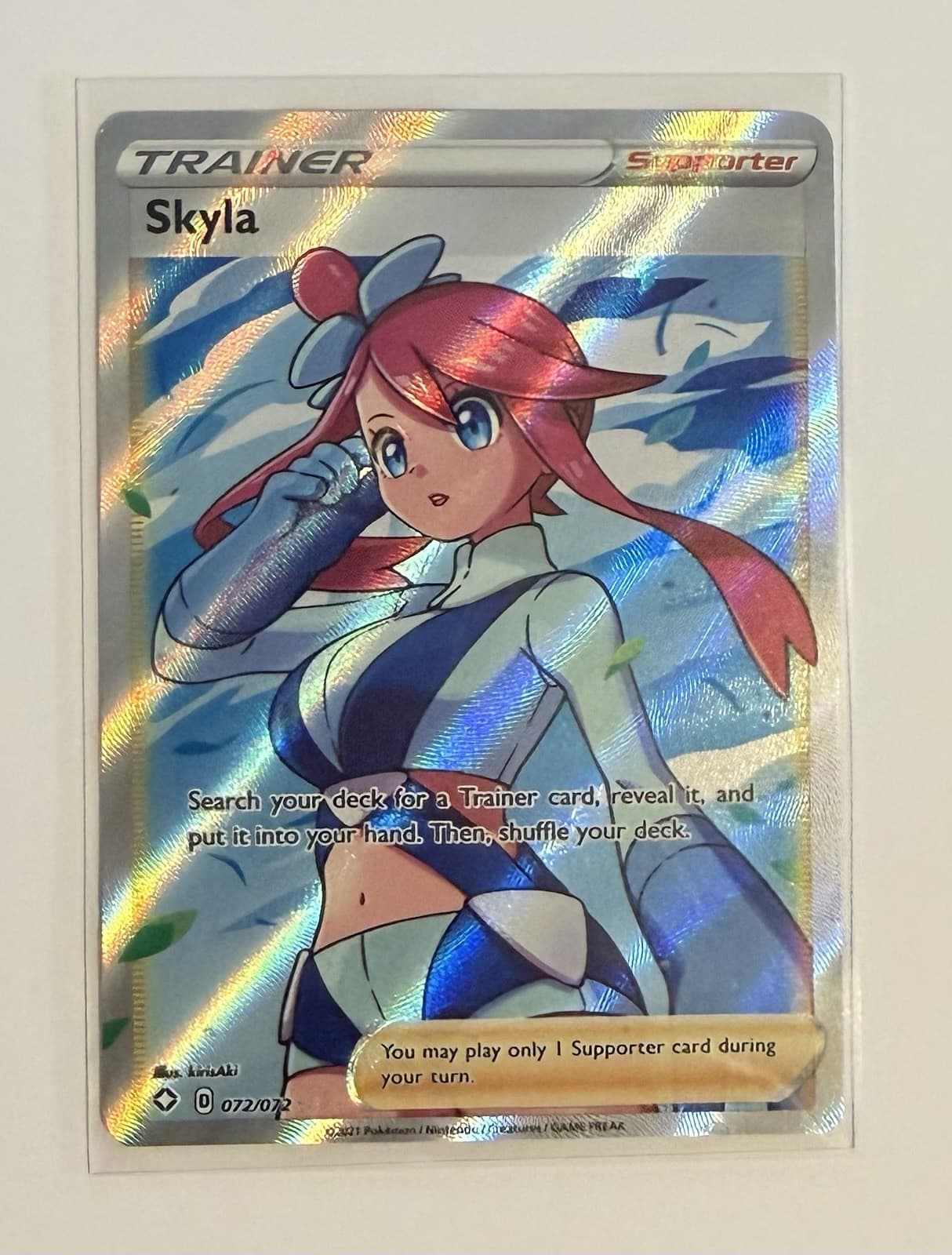 Pokémon TCG Skyla Trainer Full Art Holo Card #72/72 Shining Fates 2021
