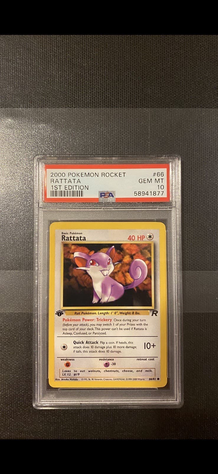 2000 Pokemon Team Rocket 1st Edition Rattata #66/82 PSA 10 Pokemon TCG