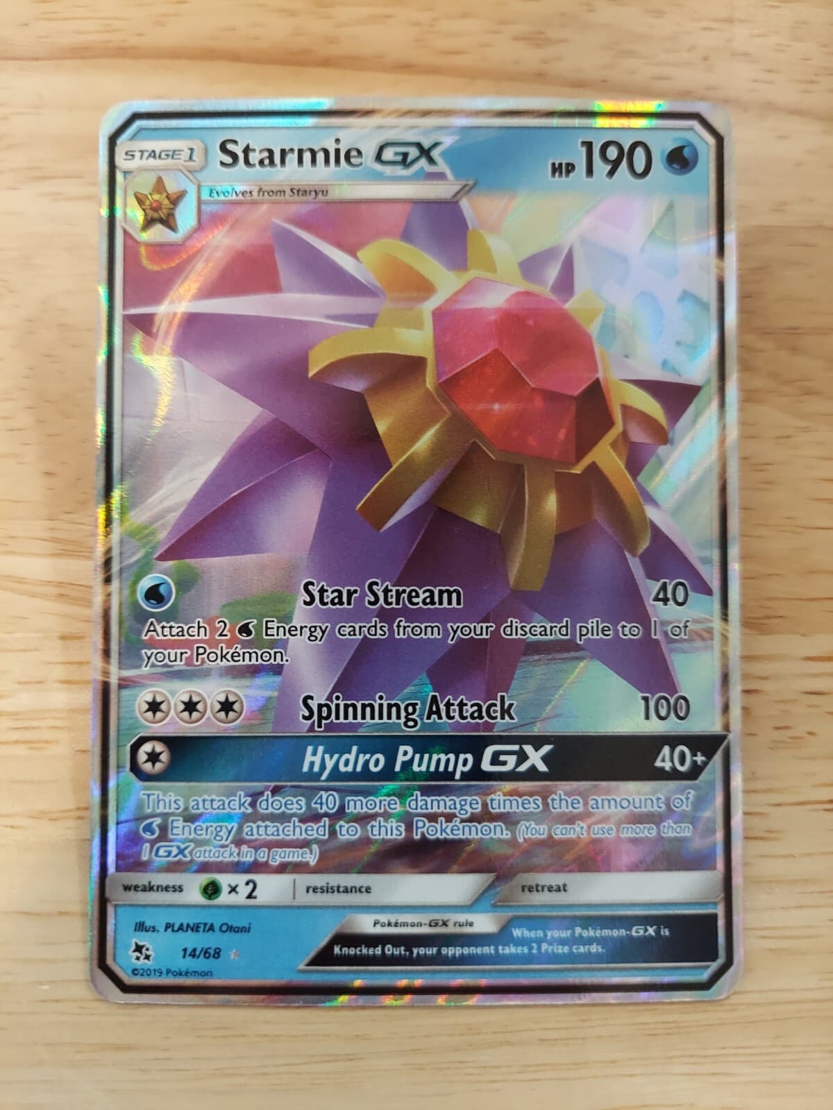 Starmie GX 14/68 Hidden Fates NM Ultra Rare Pokemon Card