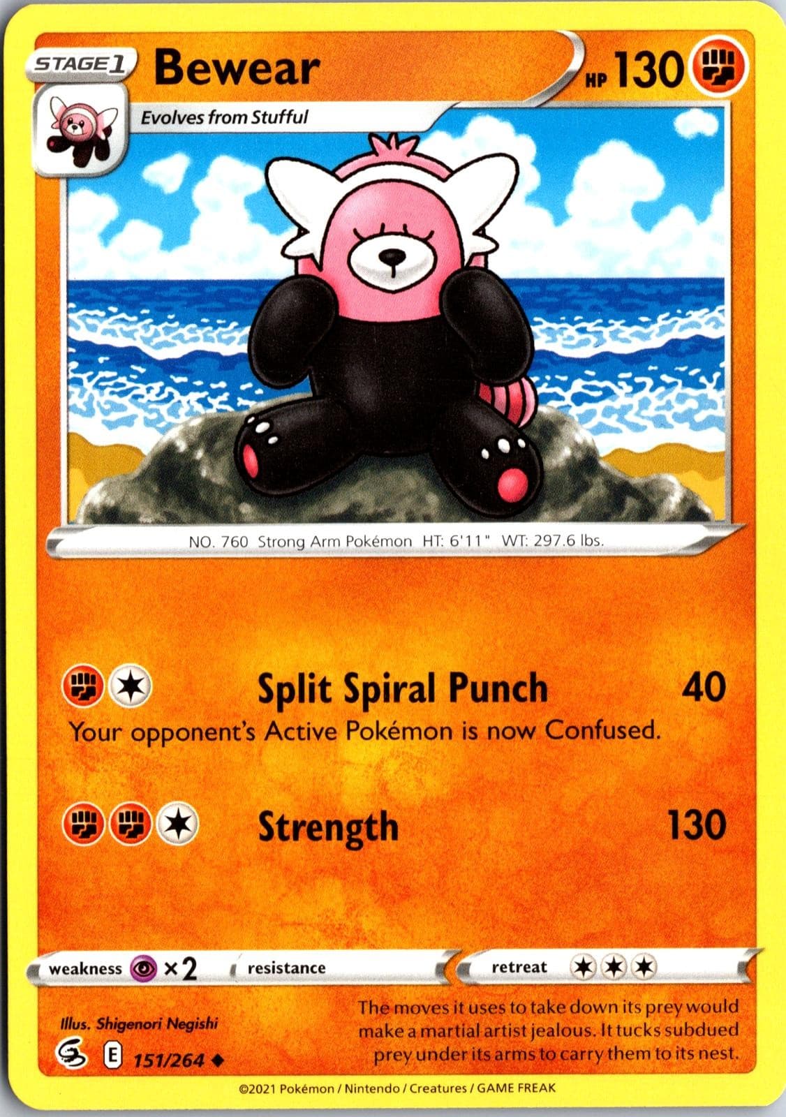 Bewear 151/264 Near Mint Uncommon Fusion Strike Pokemon