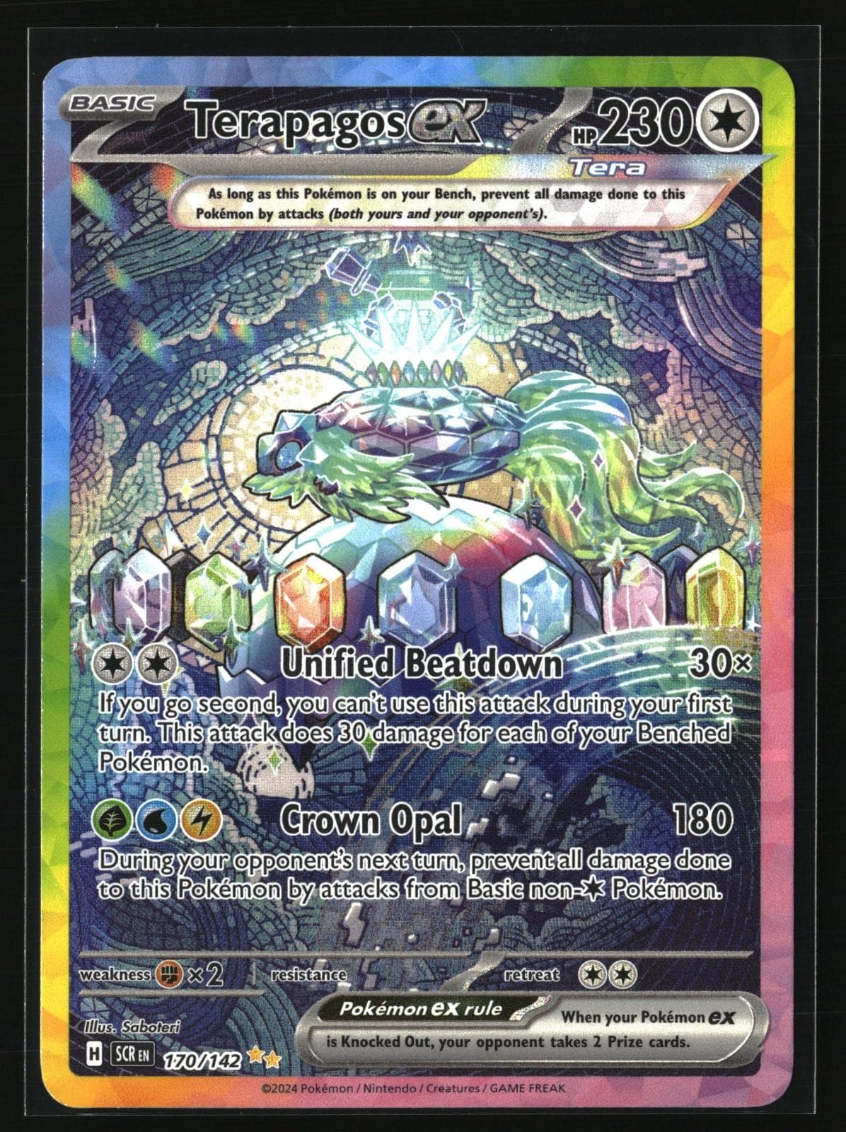 TERAPAGOS EX 170/142 SPECIAL ILLUSTRATION RARE STELLAR CROWN POKEMON HOLO NM