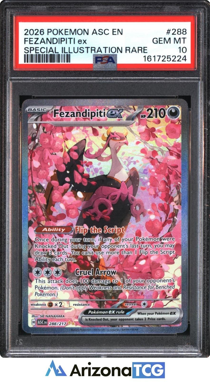 Pokemon 2026 Fezandipiti ex 288/217 SIR Ascended Heroes GEM MINT PSA 10