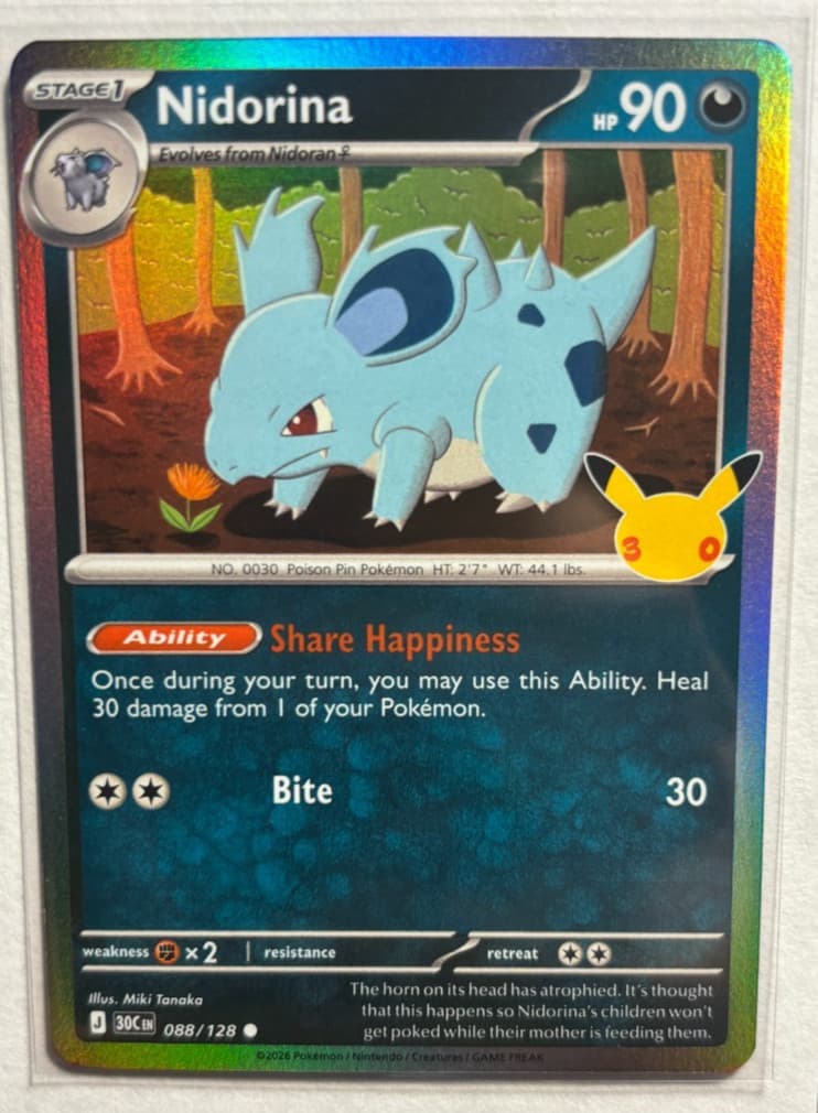 Nidorina 088/128 30th Celebration Pokémon TCG Holo NM