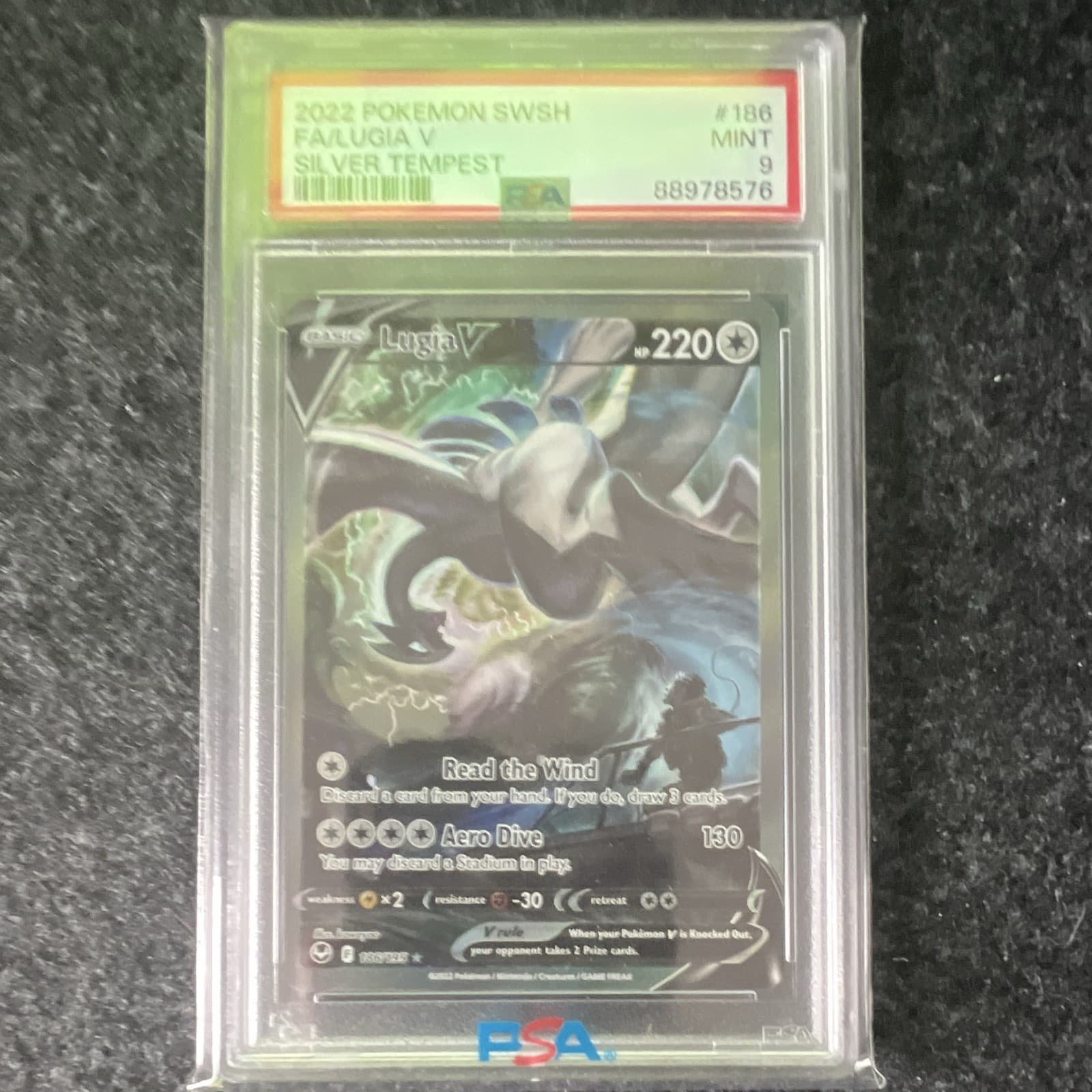 Lugia V 186/195 Silver Tempest Alt Art Full Art Ultra Rare Holo PSA 9
