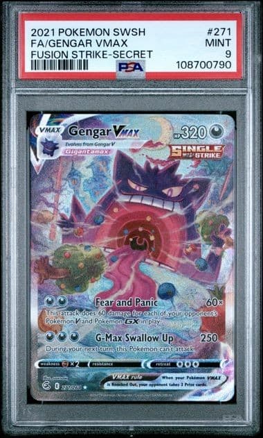 Pokemon Gengar Vmax Fusion Strike 271/264 Secret Rare Full Alt Art PSA 9 Mint