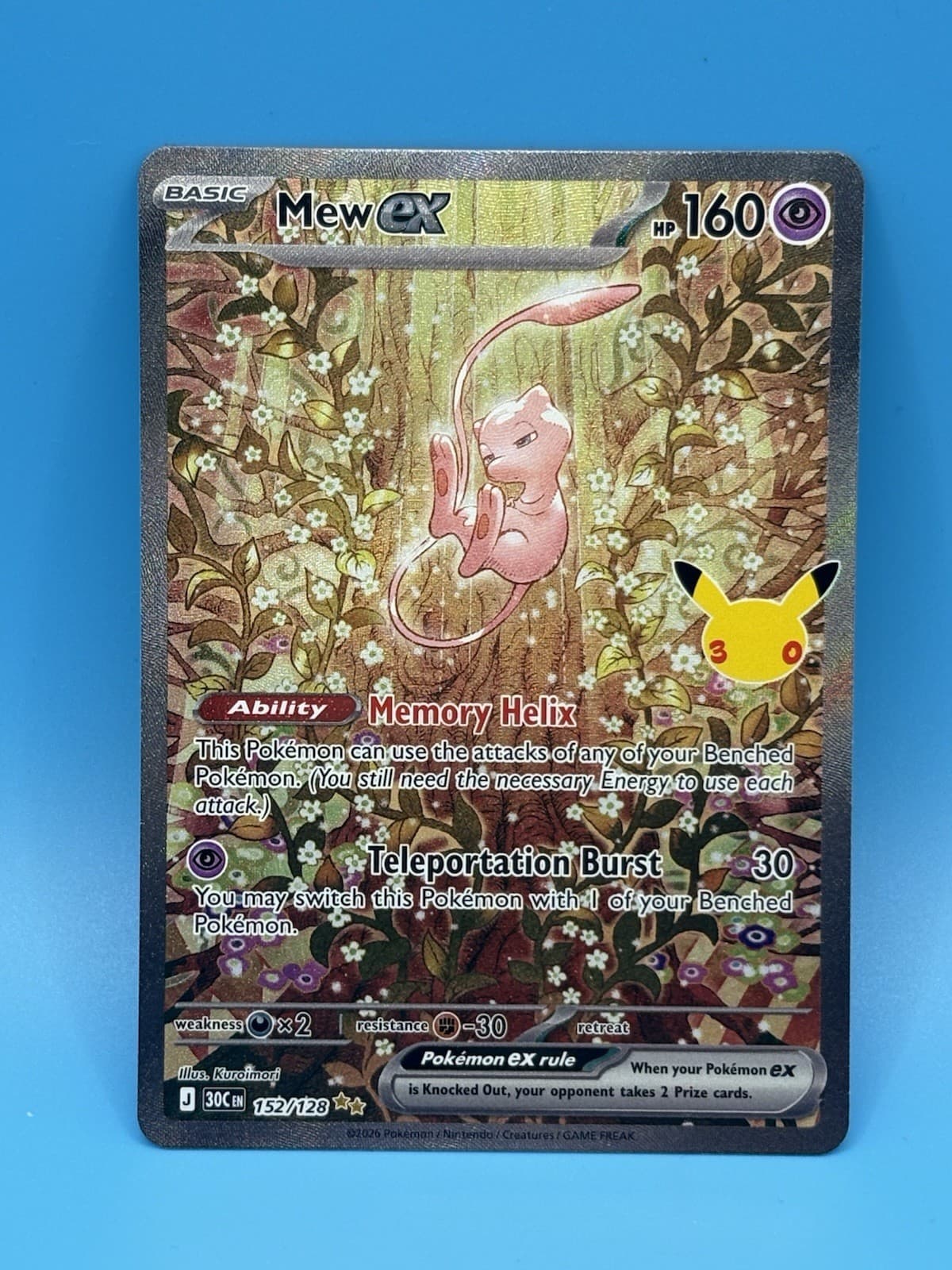 Mew ex 152/128 SIR Pokémon 30th Celebration Special Illustration Rare