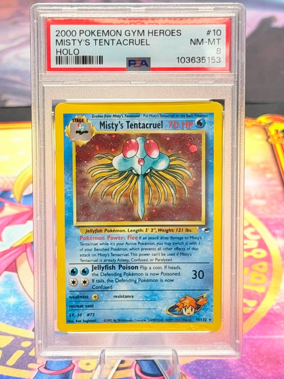 Pokemon 2000 Gym Heroes Misty's Tentacruel 010/132 Holo Unlimited PSA 8