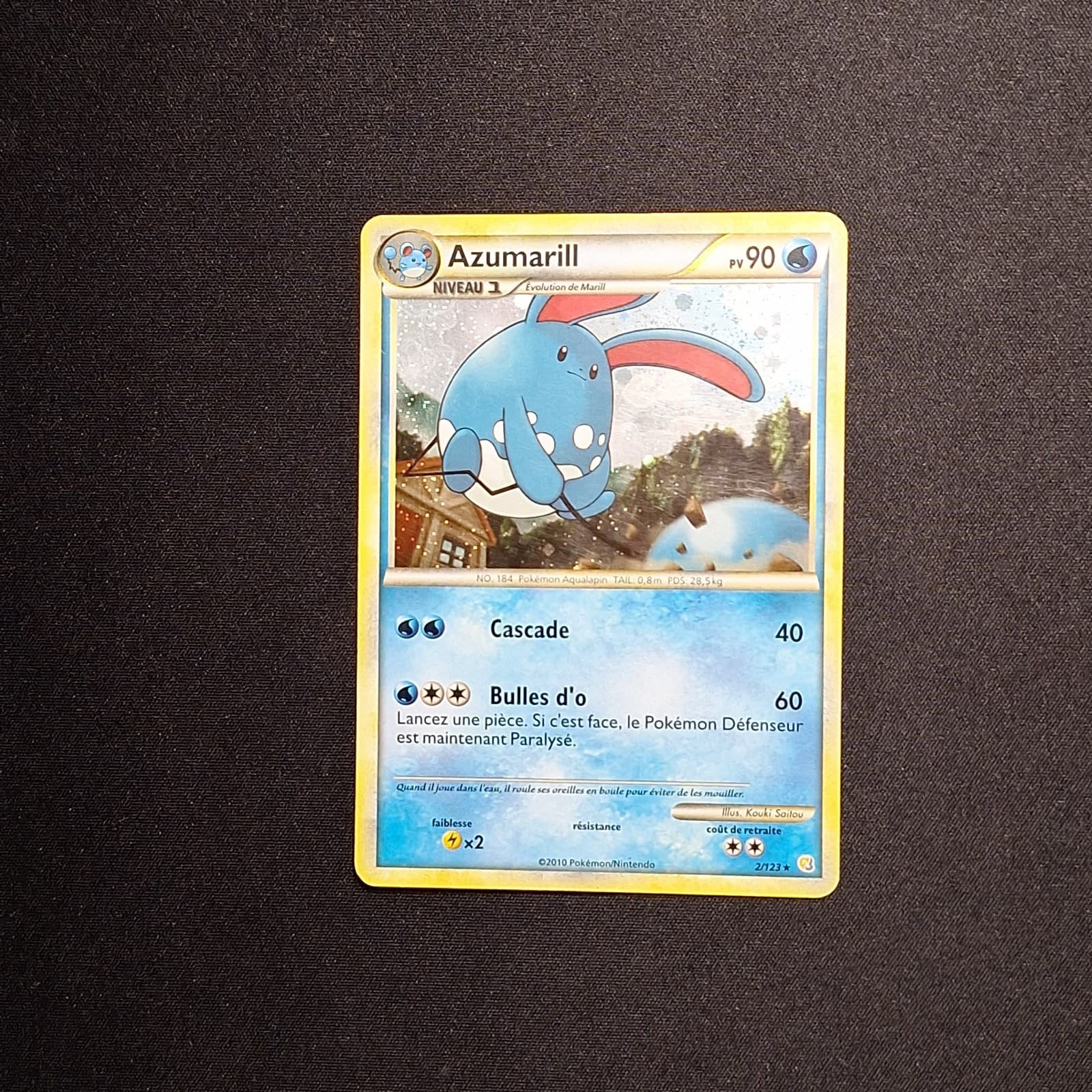 HOLO Azumarill 2/123 HGSS Heartgold Soulsilver Carte Pokemon FR