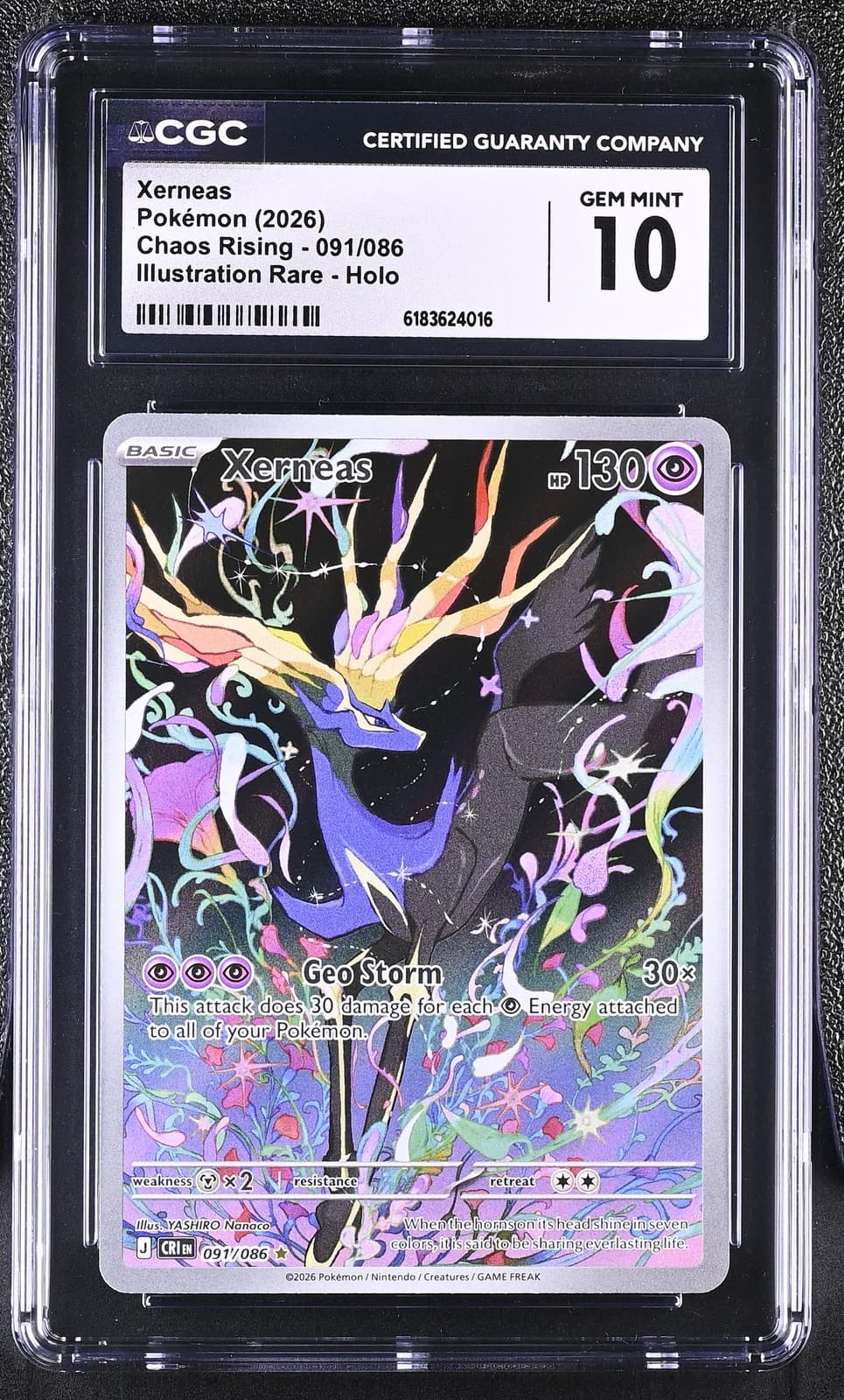 Xerneas 091/086 Illustration Rare Holo Chaos Rising Pokemon CGC 10 Gem Mint