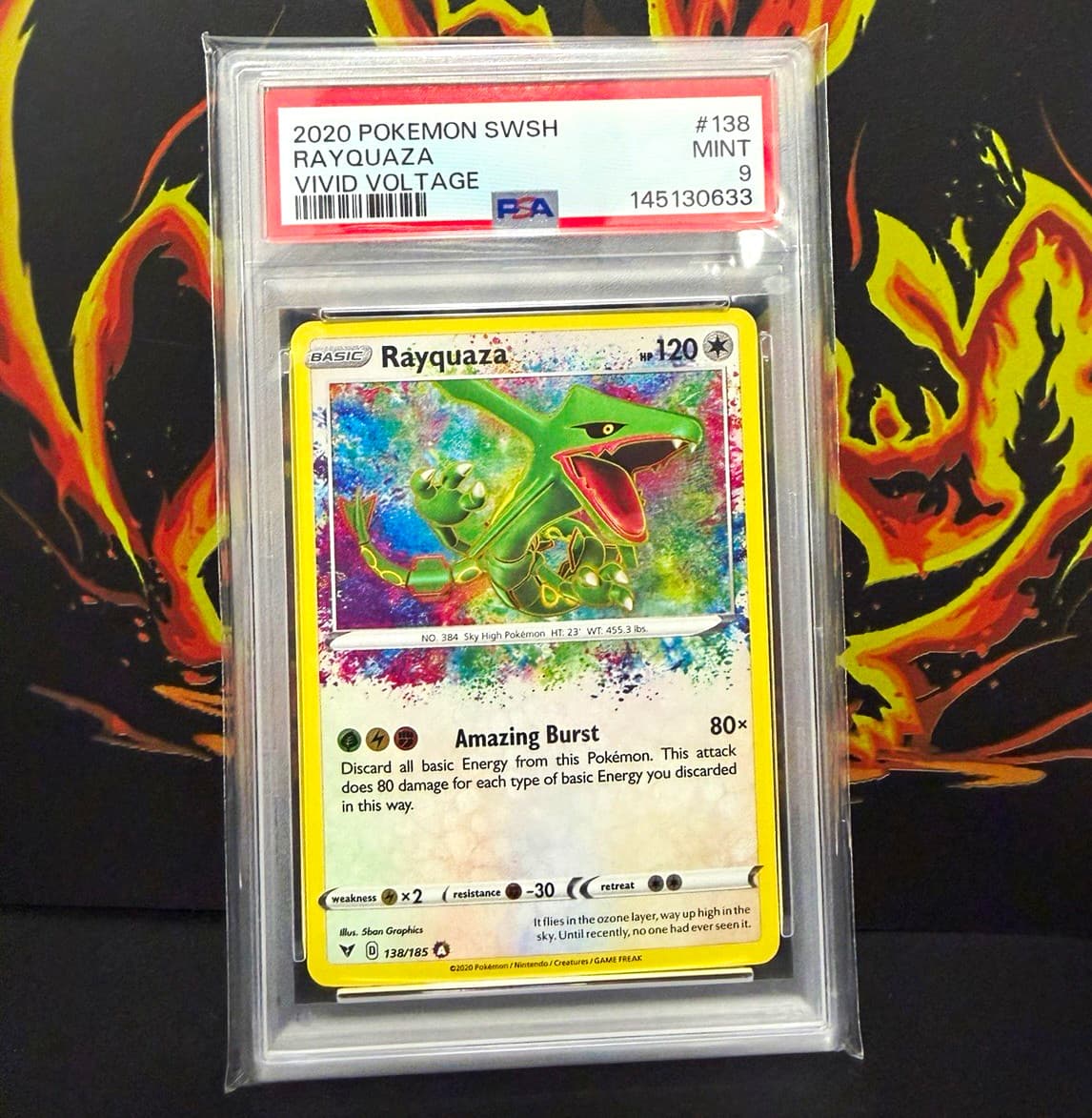 PSA 9 2020 Pokemon Rayquaza 138/185 Vivid Voltage Amazing Rare Holo