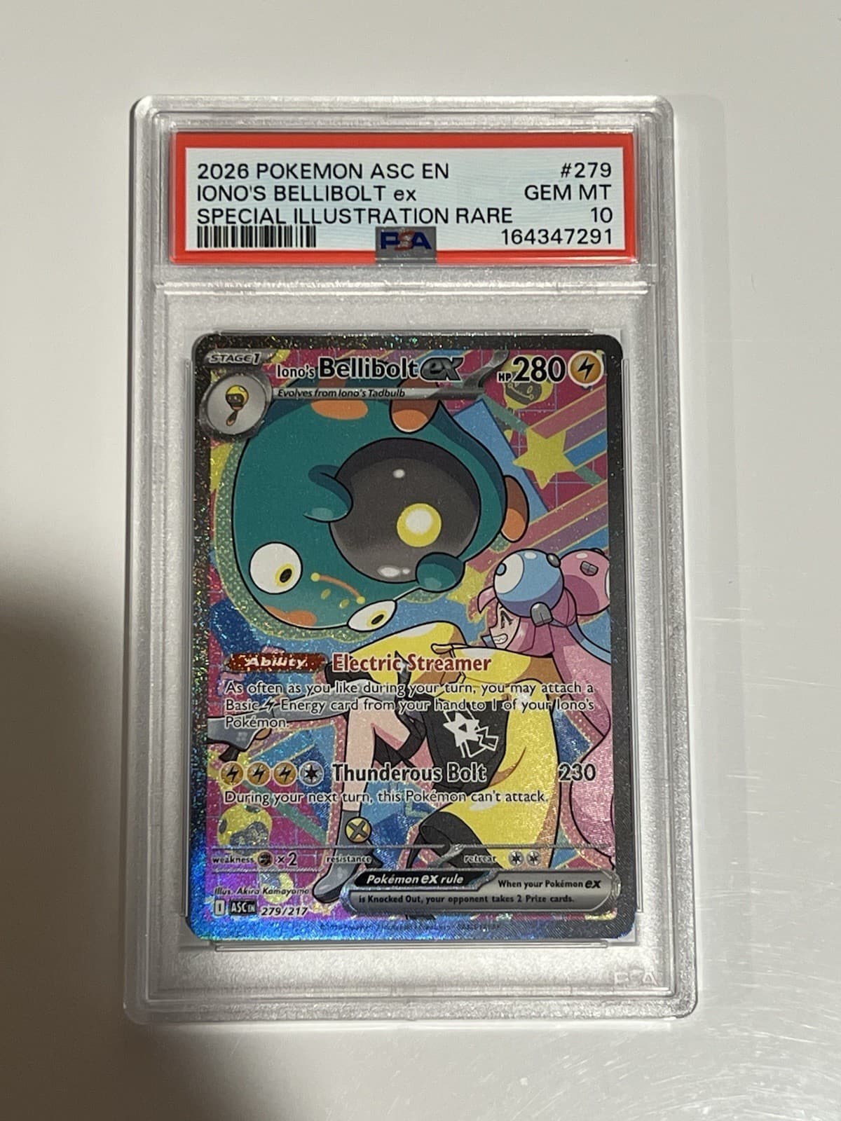 Iono's Bellibolt ex 279/217 PSA 10 SIR Pokemon Ascended Heroes ASC EN 2026 Gem